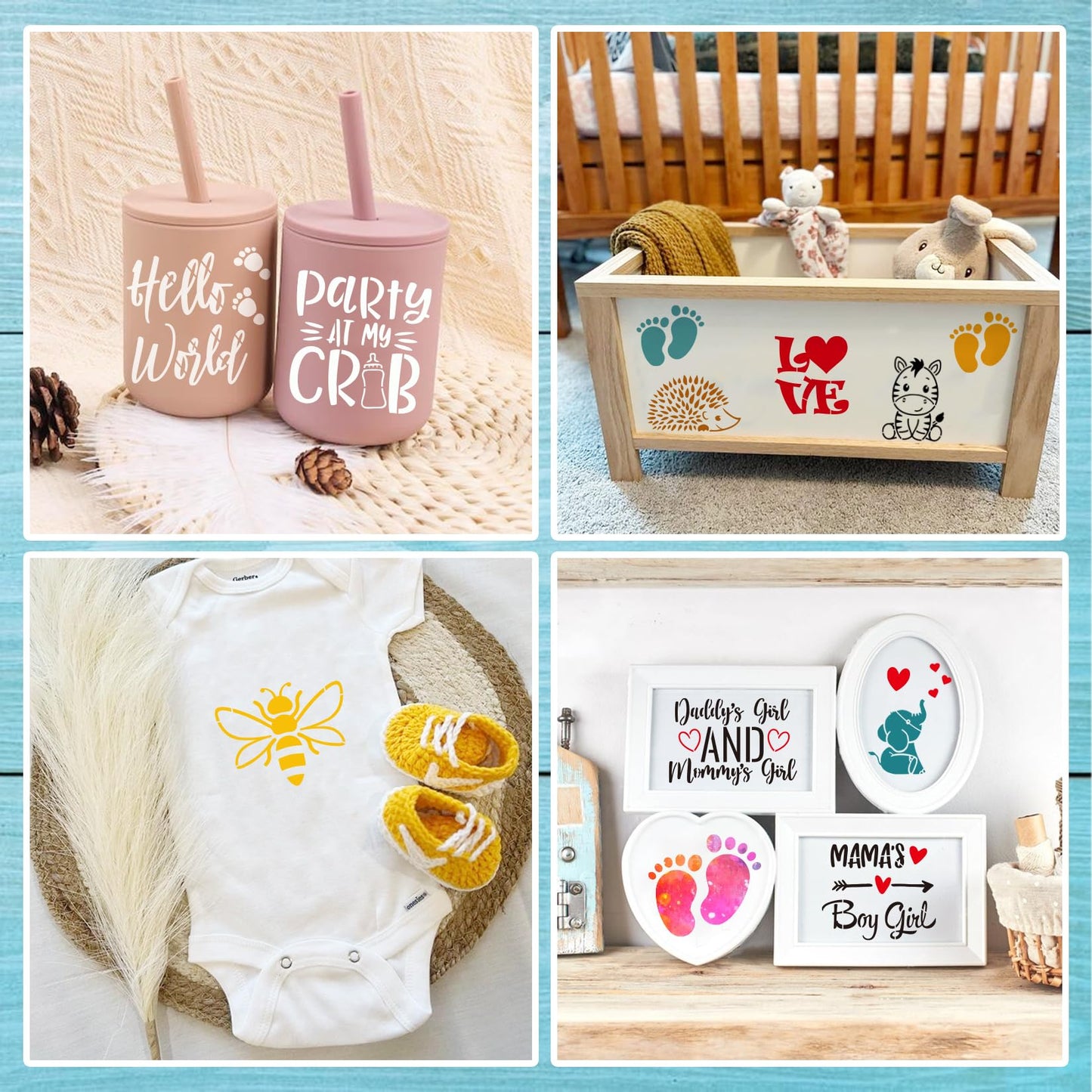 Small Stencils for Painting on Wood Reusable, 3 Inch Reusable Stencil for Craft Ornament Paint Template Stencils for Wall Card Rock Wood Signs Coasters Canvas Home Decor (65 Baby)