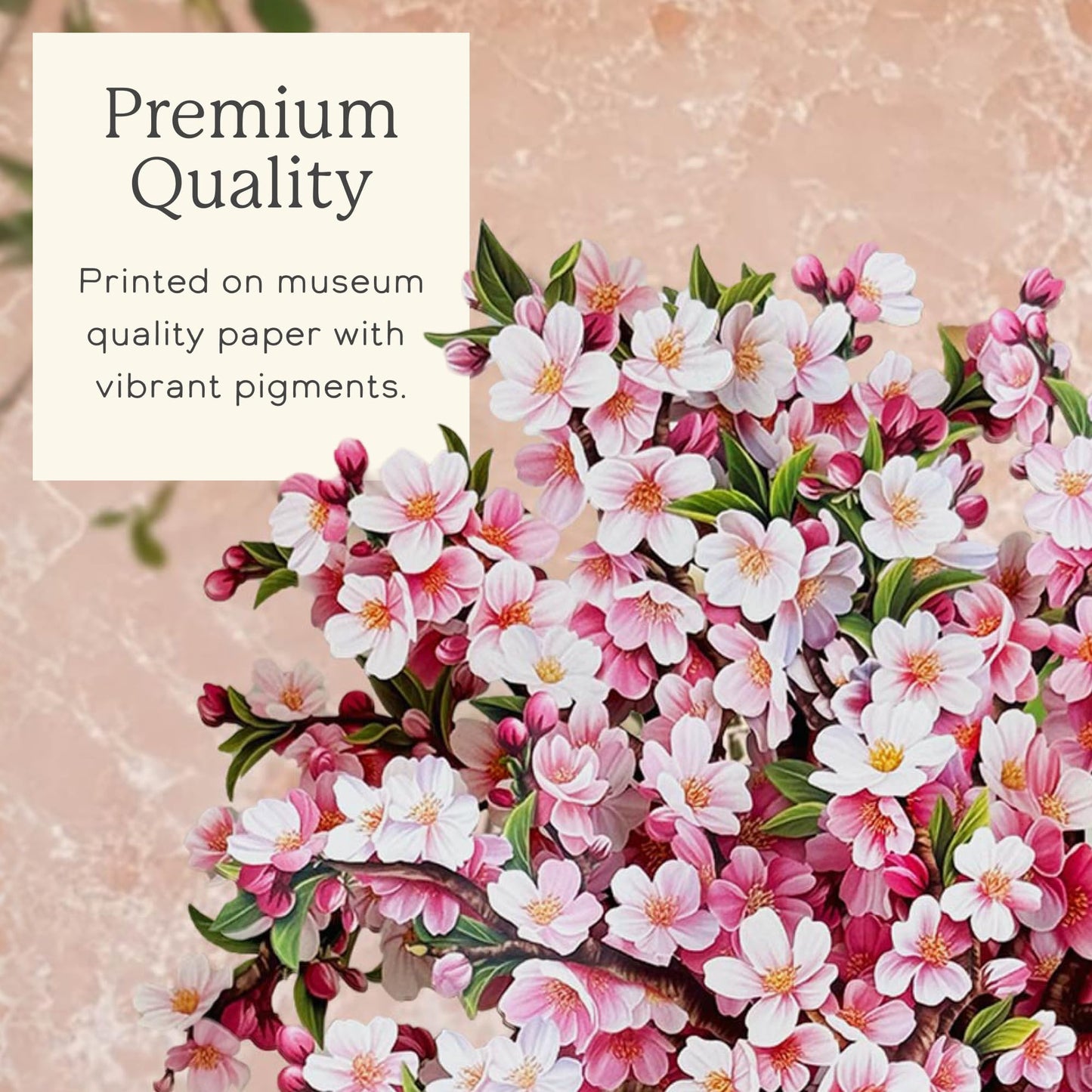 Freshcut Paper Japanese Cherry Blossoms 12 Inch Life-Sized 3D Pop Up Card – Greeting Card, Birthday, Mothers Day, Thank You, Gifts for Mom and Her – Includes Notecard and Envelope