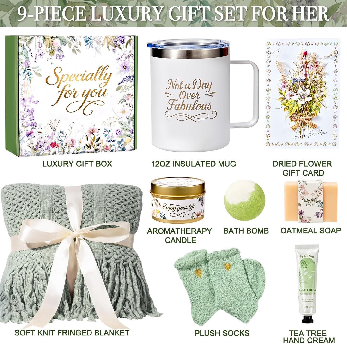 Birthday Gifts for Women Spa Care Package, Mothers Day Gifts for Mom Wife Grandma, Get Well Soon Gift Baskets Thinking of You Sympathy Gift Box for Her Wife Girlfriend Sister Grandma