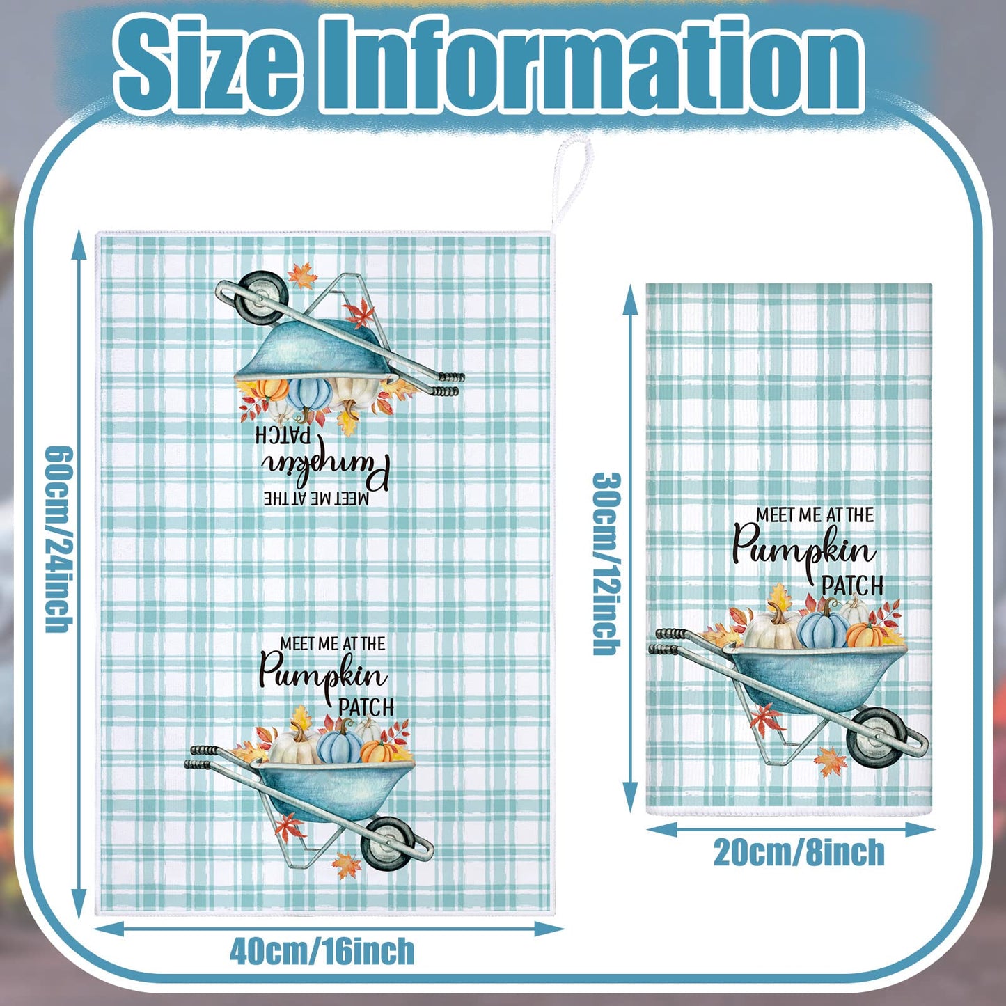 Sratte 6 Pcs Fall Kitchen Towels Blue Pumpkin Tea Dishtowels Absorbent Autumn Bathroom Hand Towels Thanksgiving Fall Decoration for Xmas Kitchen Bathroom Gifts