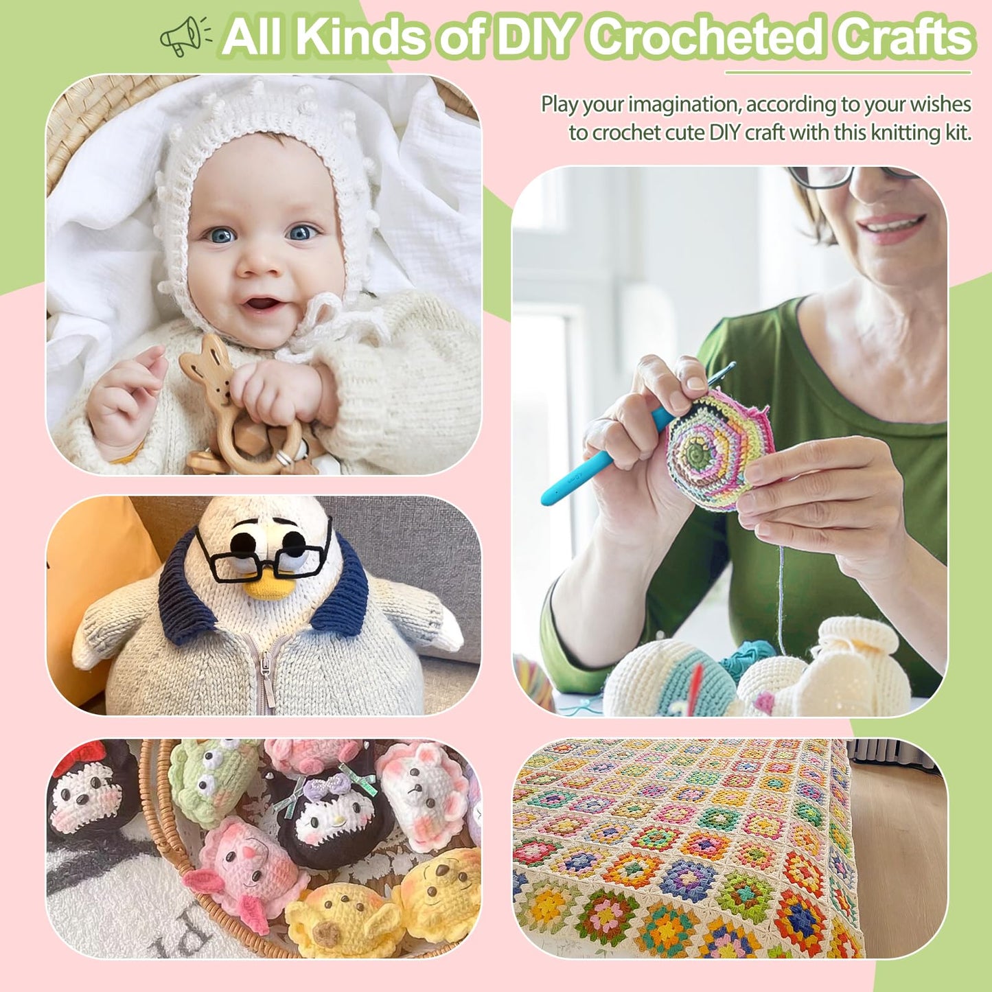 Katech Crochet Hooks Set with Crochet Case, 73 pcs Knitting Accessories Ergonomic Crochet Hook for Making Bag, Glovers, Sock, Colorful Soft Handle Knitting Needles Kits DIY Hand Tool