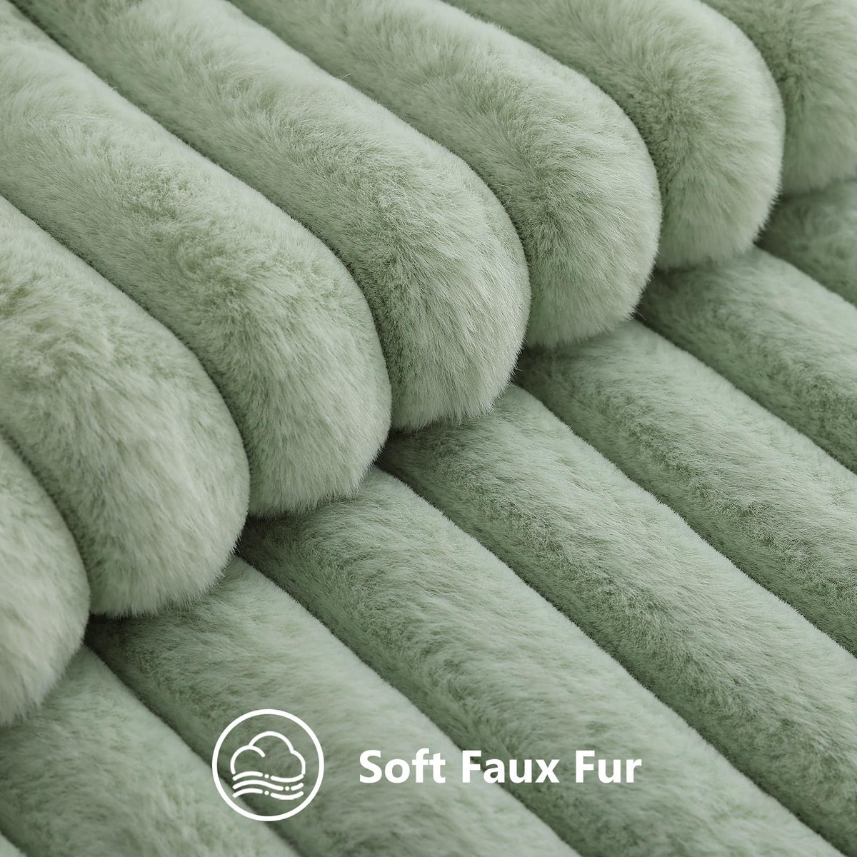 decorUhome Fall Cozy Faux Fur Throw Pillow Covers 18x18 Set of 2 Decorative Soft Plush Striped Modern Farmhouse Boho Couch Pillow Cases with Velvet Back for Sofa Bed Living Room, Sage Green