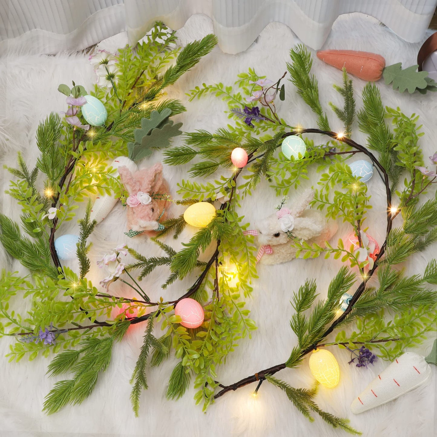 6 FT Lighted Easter Garland, Easter Decorations for Home, Egg Garland Spring Fireplace Mantel Decor, Indoor & Outdoor Holiday Parties Display