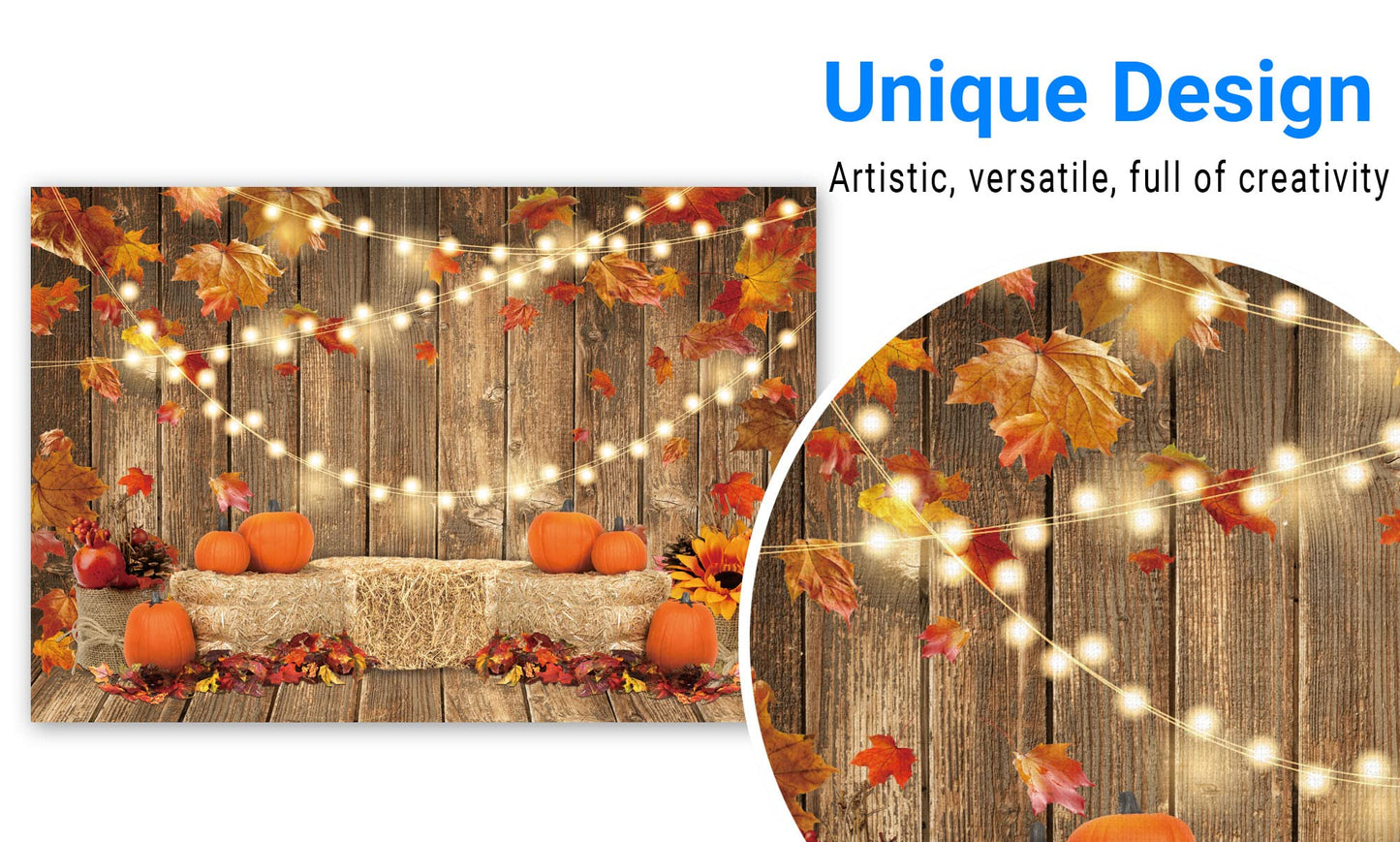 Funnytree 7x5FT Fall Pumpkin Photography Backdrop Autumn Thanksgiving Harvest Hay Leaves Wooden Background Sunflower Maple Baby Shower Banner Decoration Party Supplies Photo Booth Prop