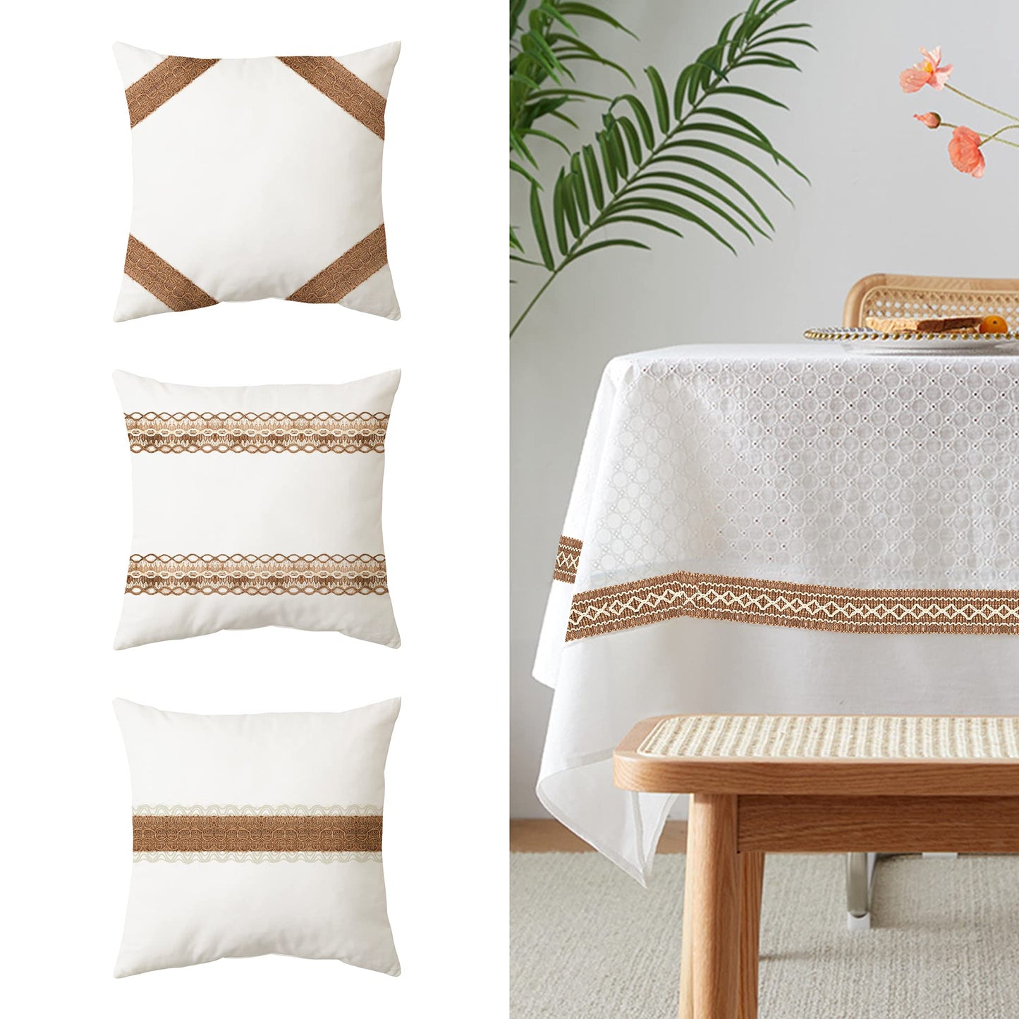 8 Packs Jute Ribbon Natural Burlap Ribbon Roll with Lace Craft Ribbons and Trims Decorative Twine for DIY Arts and Crafts Wrapping Wedding Christmas Party (Lacy)