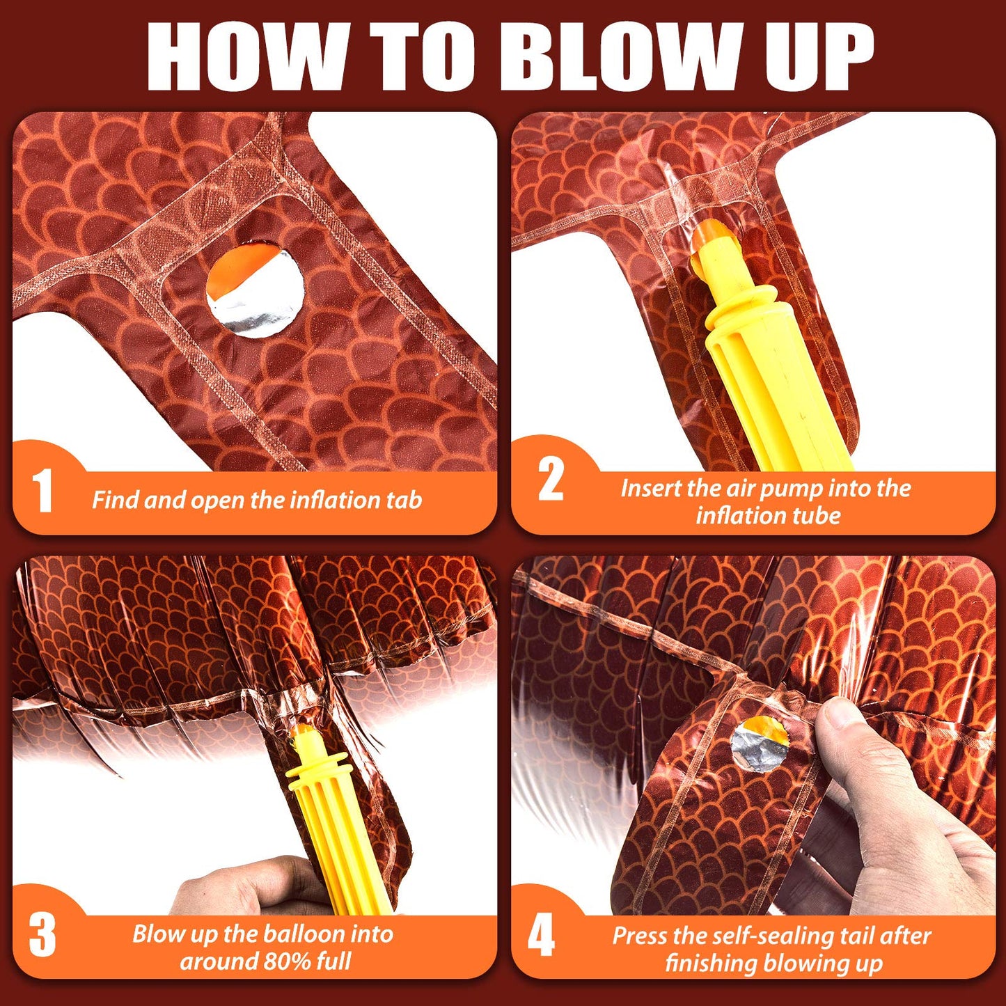 Football Balloons Football Party Balloons Football Shaped Aluminum Foil Balloons for Sport Themed Football Themed Birthday Party Decor, 26 Inch(4 Pieces)