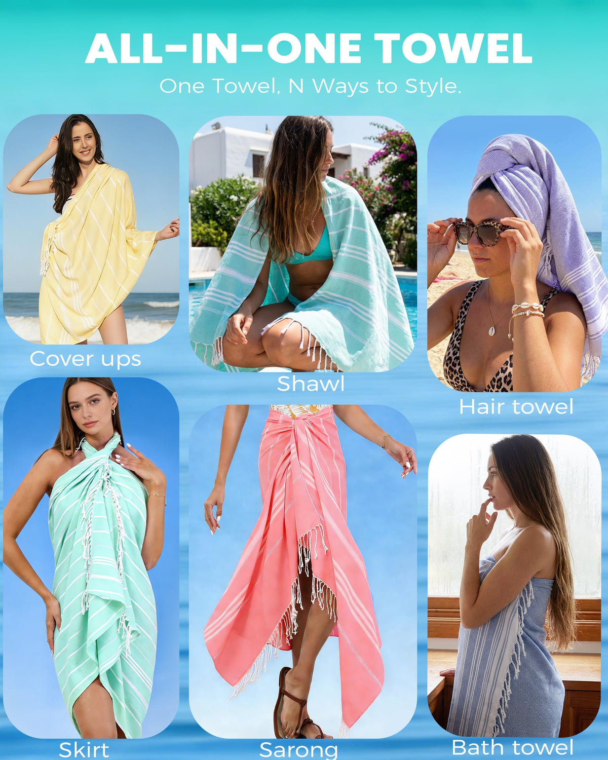 Antfuny Turkish Beach Towels Vacation Essentials Quick Dry Sand Free Oversized Bath Pool Swim Towel Extra Large XL Blanket Adult Travel Cruise Accessories Must Haves Clearance Stuff Necessities