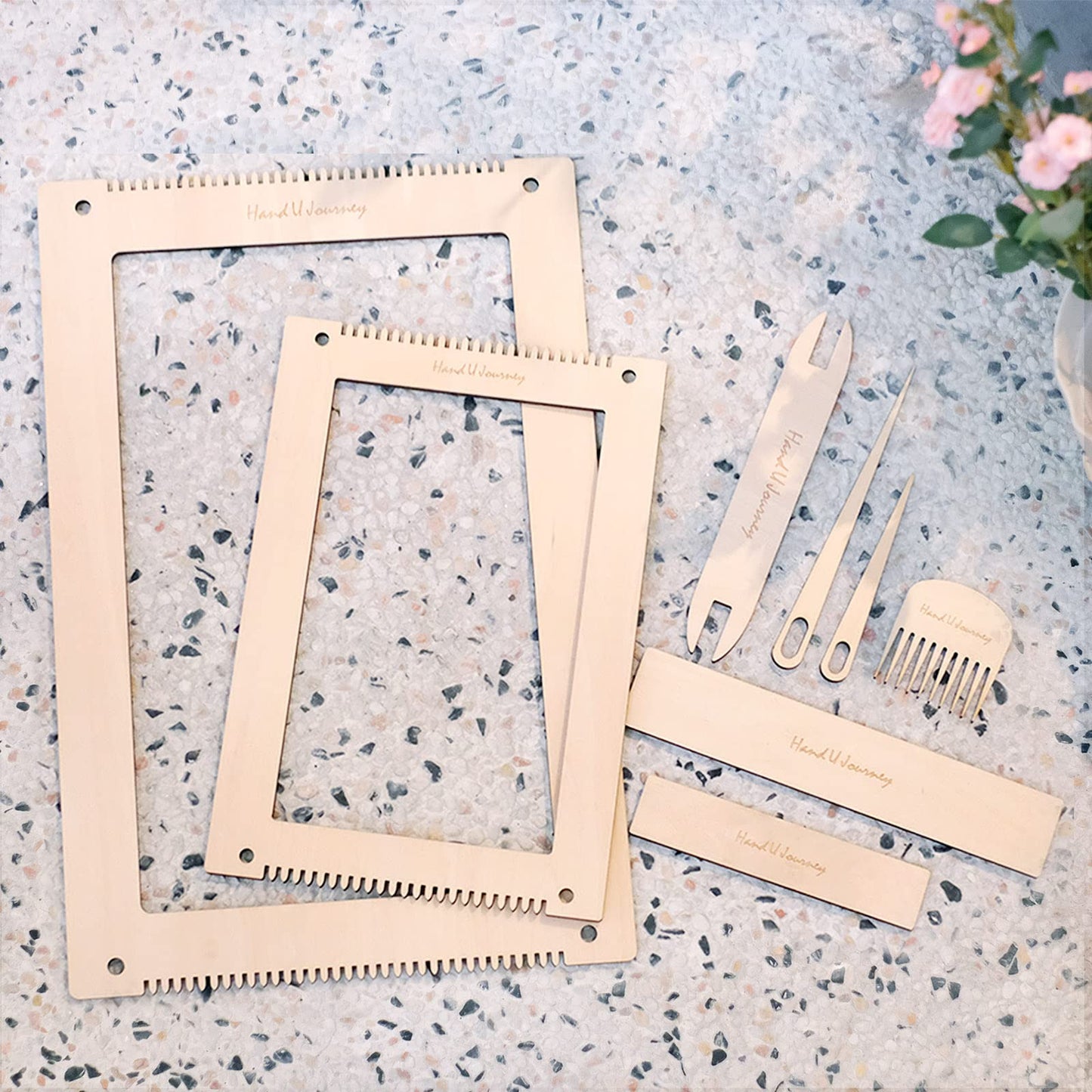 Wool Queen Rectangle Weaving Loom Kit - 2 Sets with Weaving Needles and Tools, Perfect for Beginners and Weaving Enthusiasts, 11''x16.5'' and 7.8''x11.7'' Large Sizes