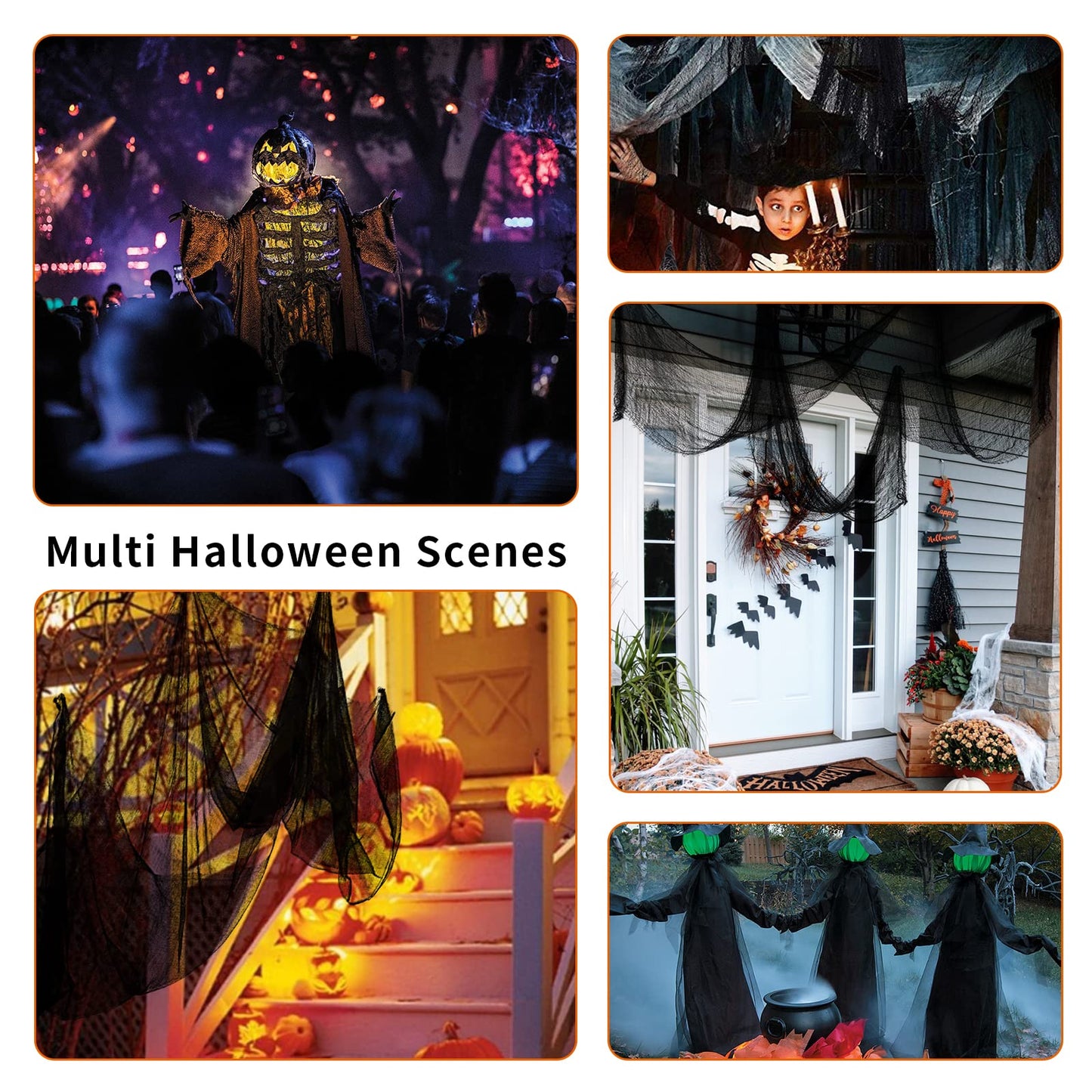 590" x 30" Halloween Creepy Cloth Spooky Halloween Decorations Indoor Outdoor Haunted House Party Decor Supplies Backdrops for Garden,Doorways,Yard,Home,Windows