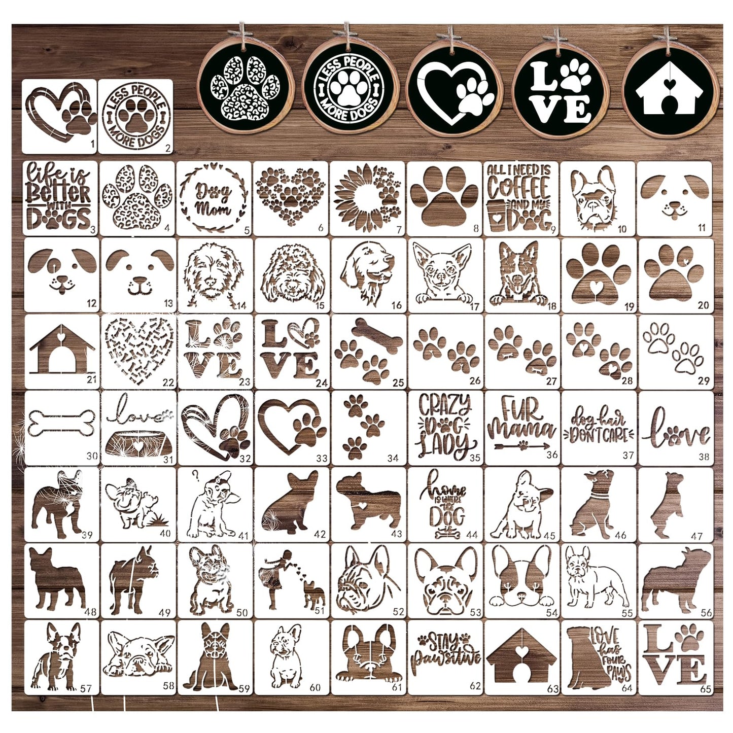 Small Stencils for Painting on Wood Reusable, 3 Inch Reusable Stencil for Craft Ornament Paint Template Stencils for Wall Card Rock Wood Signs Coasters Canvas Home Decor (Dog)