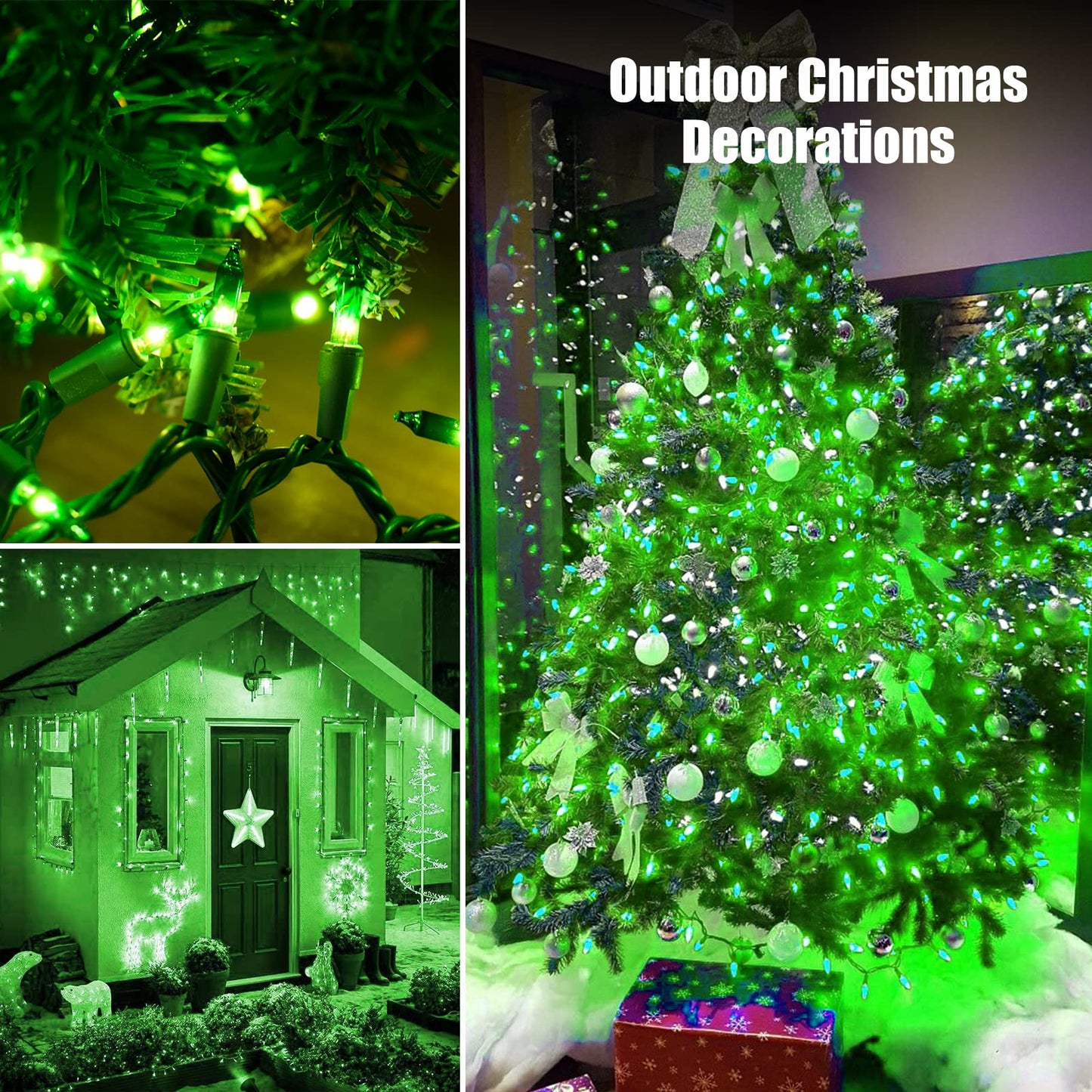 Dirnun Green Christmas Lights St Patricks Day Decorations 100 Count Incandescent Light UL Certified Connectable Christmas Tree Lights for Indoor Outdoor Xmas, Wedding, Party, Home Decorations