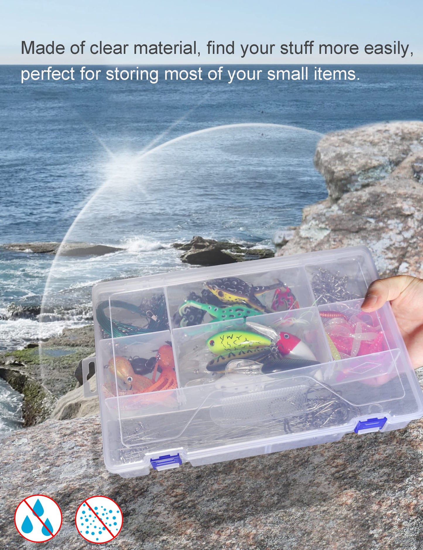 Beoccudo Tackle Box Beads Organizer Tackle Boxes with Dividers Plastic Storage Large 10 Grids Box Jewelry Compartment Container