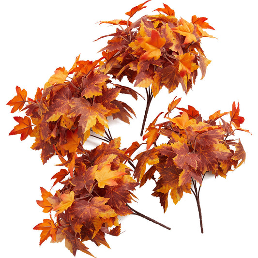 PARTY JOY 4Pcs Artificial Maple Leaf Pumpkin Branch with Berry and Sun Flowers, Autumn Floral Branch for DIY Arrangment Decor Thanksgiving Decorations Decor Outside Indoor Decor