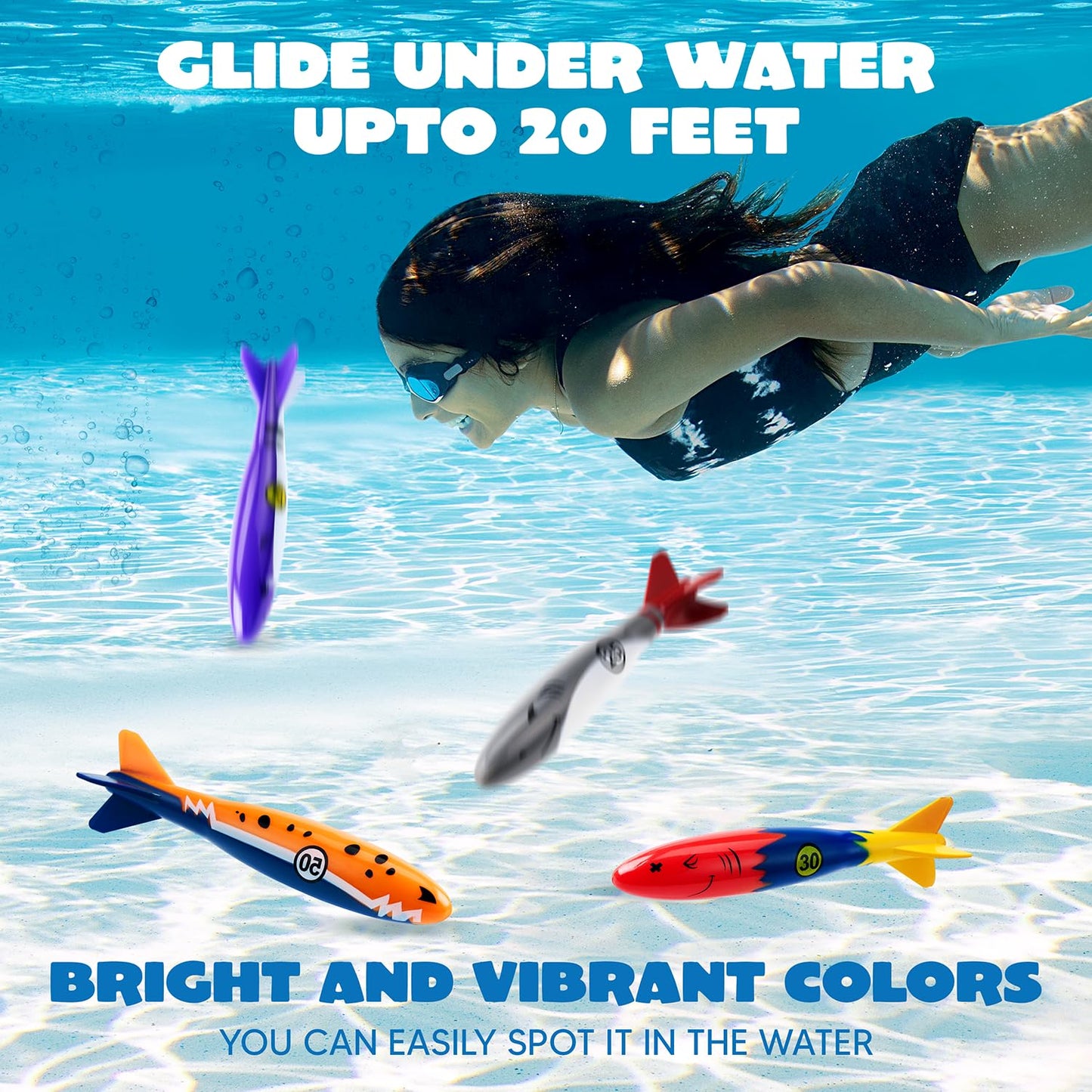 JOYIN 8 Pack Pool Toys, Shark Underwater Diving Toys, Colorful Swimming Toy Sinking Throwing for Kids Gifts Summer Swim Dive Training Water Fun Pool Games(Sharks)