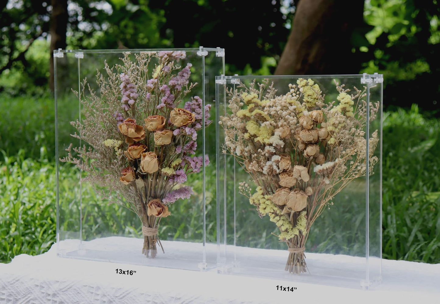 MarccTipton 13x16 Acrylic Shadow Box, Assemble Display Case, DIY Tabletop/Wall Mount Display Frame, All Clear Memory Box for Dried Flowers/Kids Room/Birthday/Wedding/Party(13x16x3”, Assemble Frame)