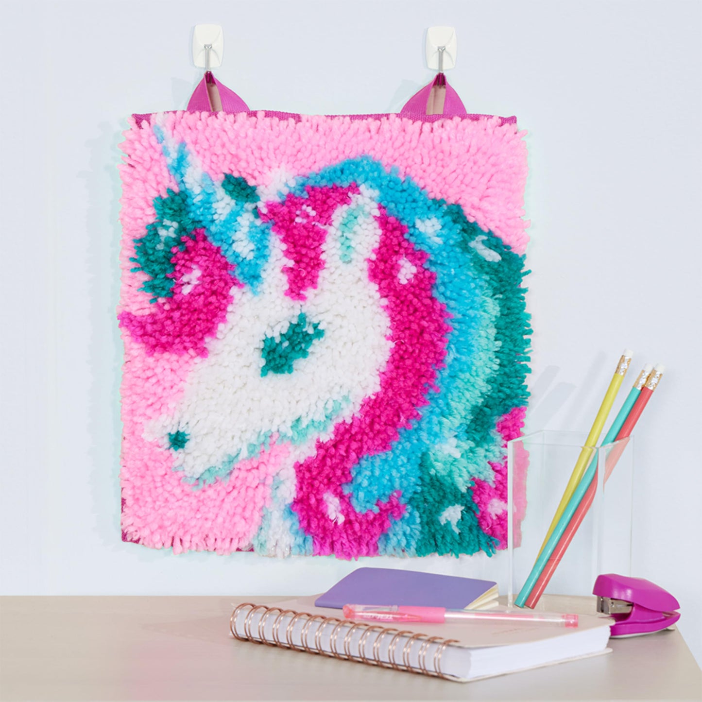 LatchKits Latch Hook Kits for Kids – Kids Crafts, Arts and Crafts, Yarn Art, Wall Hanging & Mini-Rugs, Craft Supplies, Pre-Cut Yarm, Easy Pattern, Hook Included, Arts & Craft, Ages 6+, Unicorn