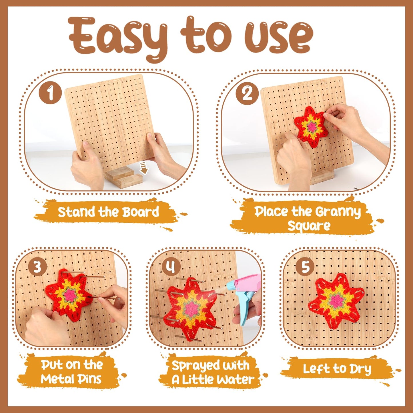 Aeelike Stainless Steel Rod Pins for Blocking Board, Knitting & Crochet Supplies Blocking Pins Kit, 20pcs Metal Pegs Length 5.90" with Yellow Box for Blocking Mats Granny Squares Small Projects