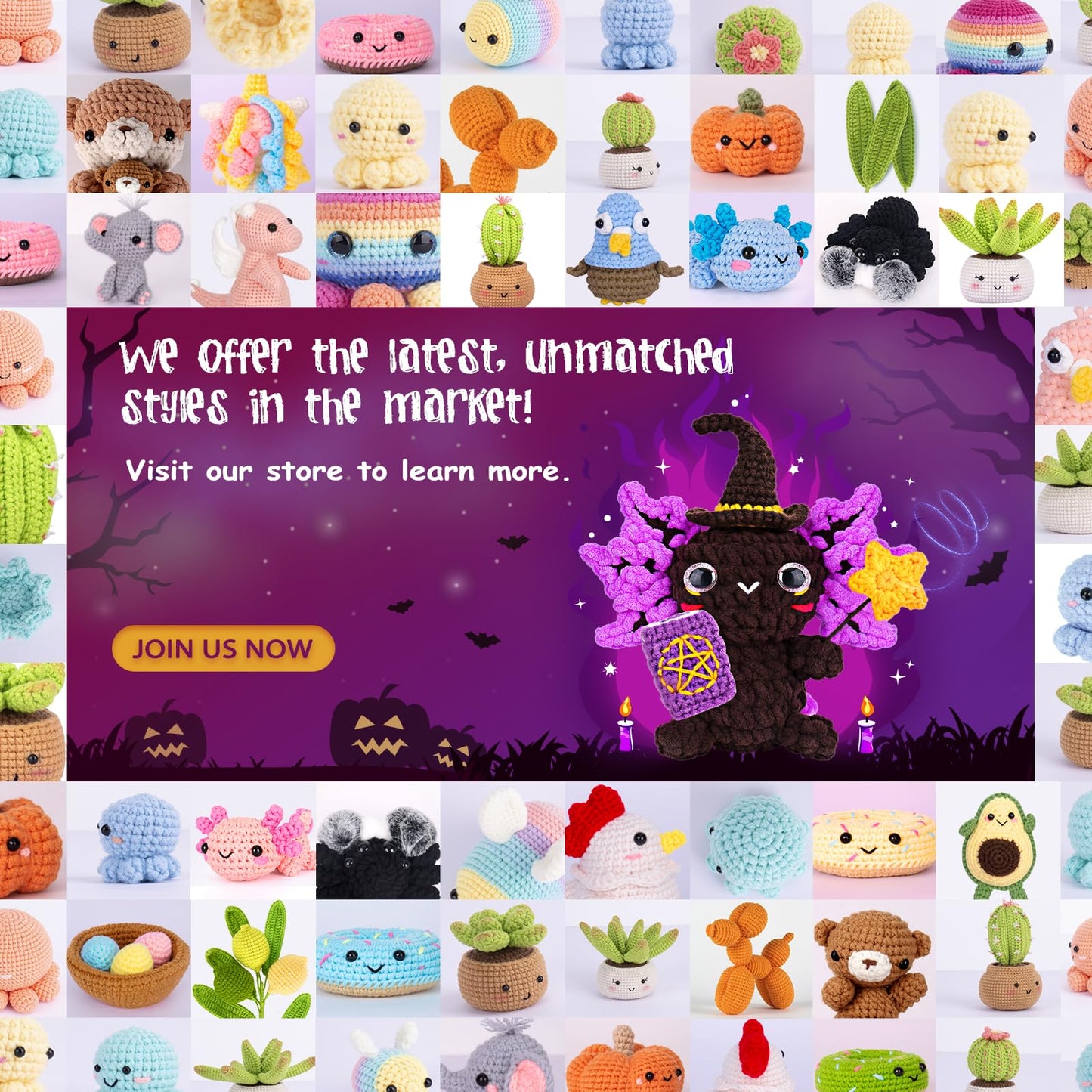 Crochetta Crochet Kit for Beginners, Crochet Starter Kit w Step-by-Step Video Tutorials, Beginner Crochet Kit for Adults Kids Women Men Complete Kit Included (Axolotl Wizard)