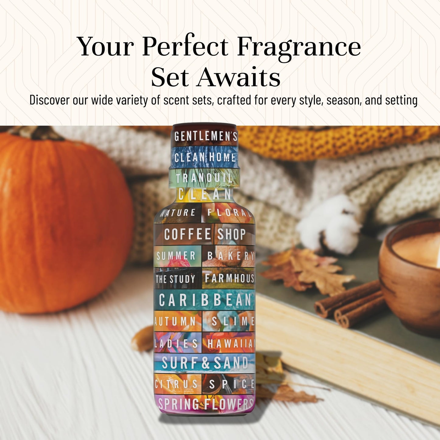 Fragrance Oil Autumn Set of 14 Fragrance Oils for Candle Making, Soap Making, Home Diffuser Oil