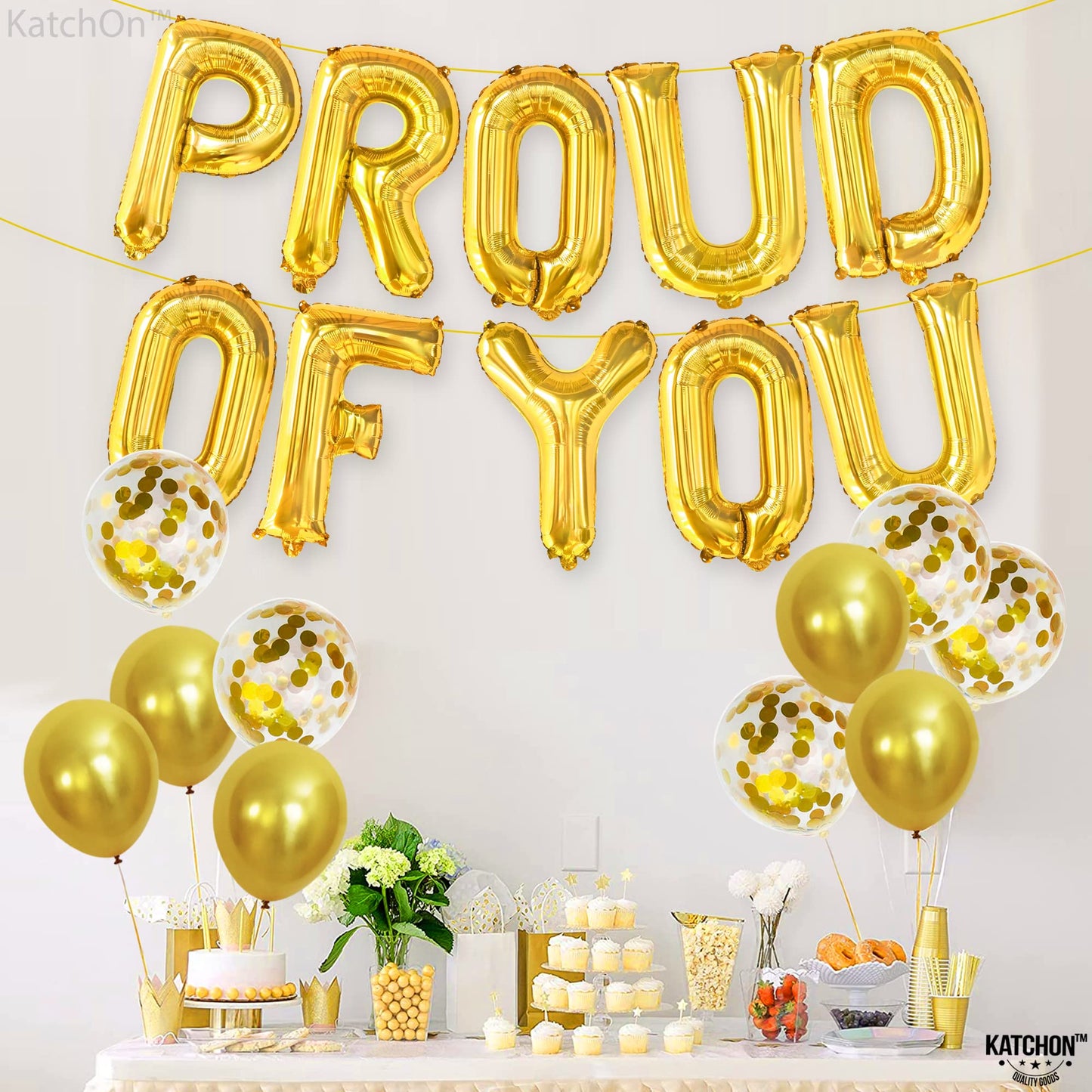 KatchOn, Gold Proud of You Balloons - 16 Inch | Mylar Foil Balloon Banner For Graduation Party Decorations | We Are So Proud Of You Balloon Banner For Graduation Decorations 2026