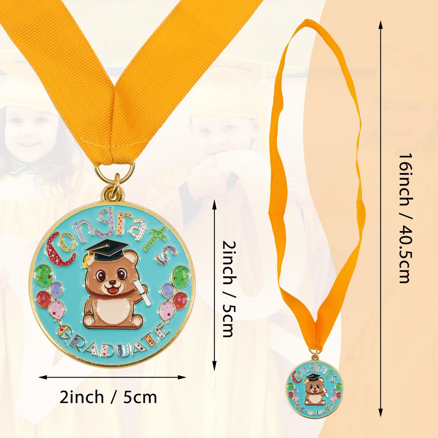 GraduationMall Congrats Kids Graduation Medal with Neck Ribbon,Kindergarten & Preschool Graduation Award Medallion,Party Decoration,1 Piece