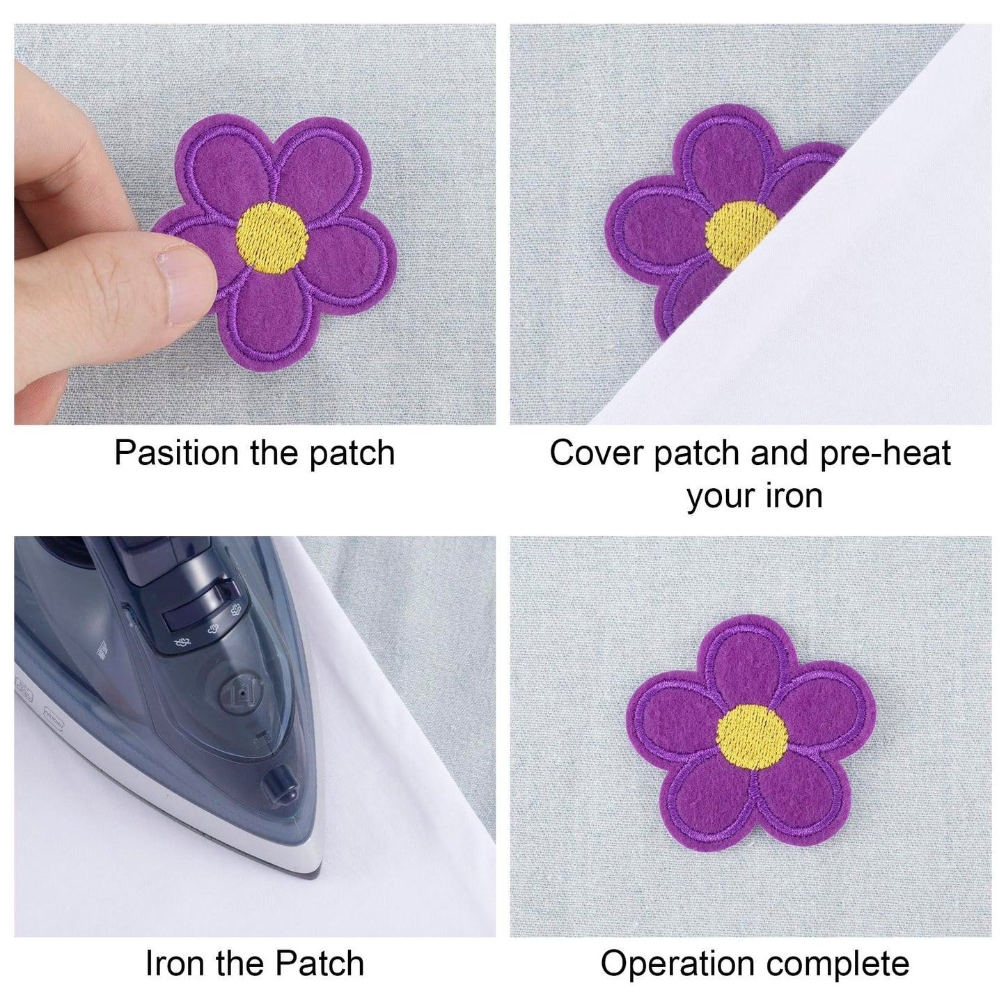 PAGOW 20 Pcs Cute Flower Iron on Patches, 5 Petals Flower Applique Patch, Small Sew On Embroidered Applique Sewing Patches for Backpacks, Bags, Jackets, Jeans, Clothes (2 Sizes, 20 Colors)