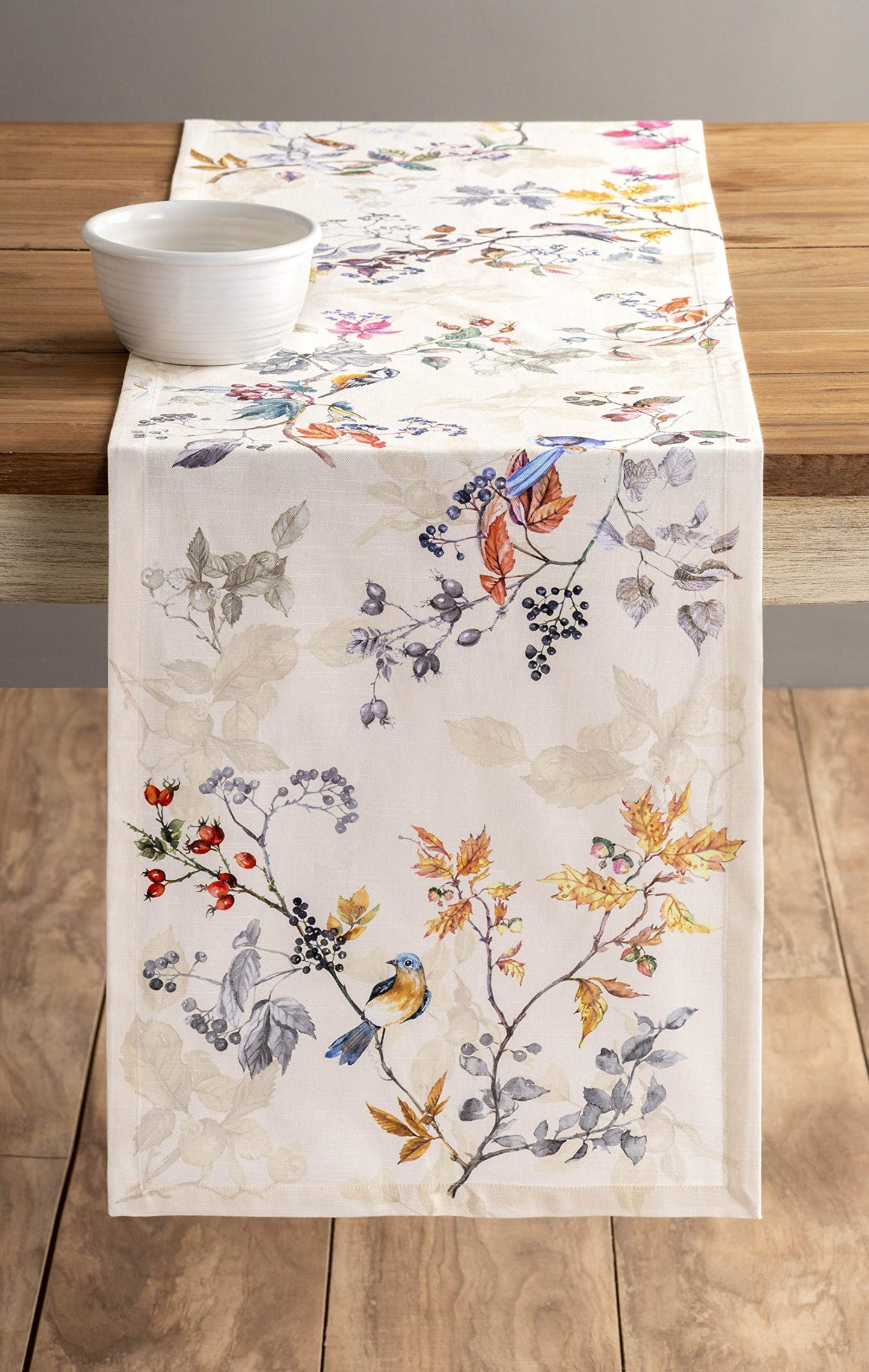 Table Runner 100% Cotton Single Layer Table Runners 108 inches Long for Thanksgiving Christmas Decorations Home Kitchen Dining Party Wedding (Equinoxe - Beige, 14.5" x 108")