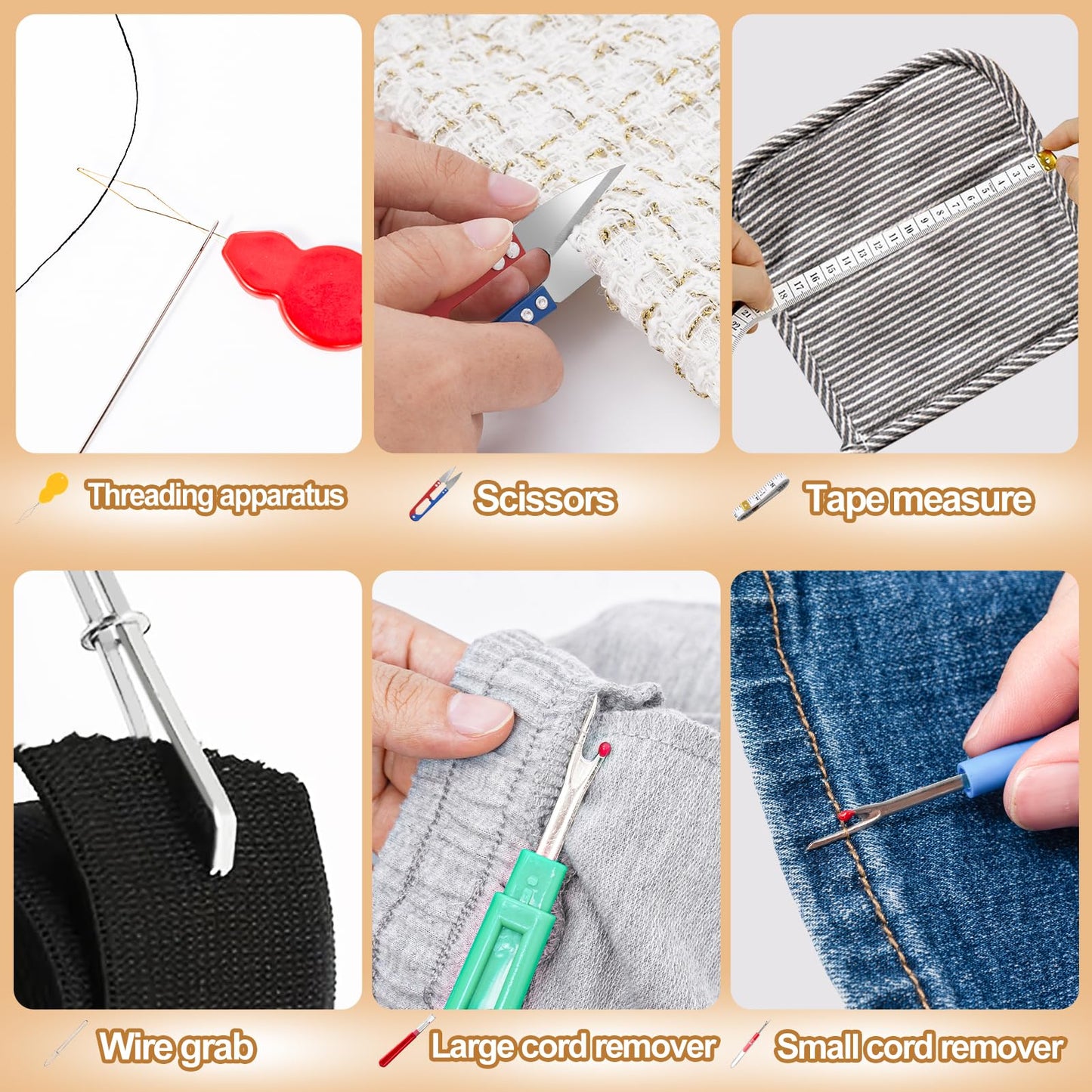 20 Pcs Sewing Thimble Kit,thimbles for Hand Sewing，Needle threaders，Seam Rippers for Sewing，Measuring Tape and Thread Snips, Hand Embroidery Craft（Complete Sewing Kit）
