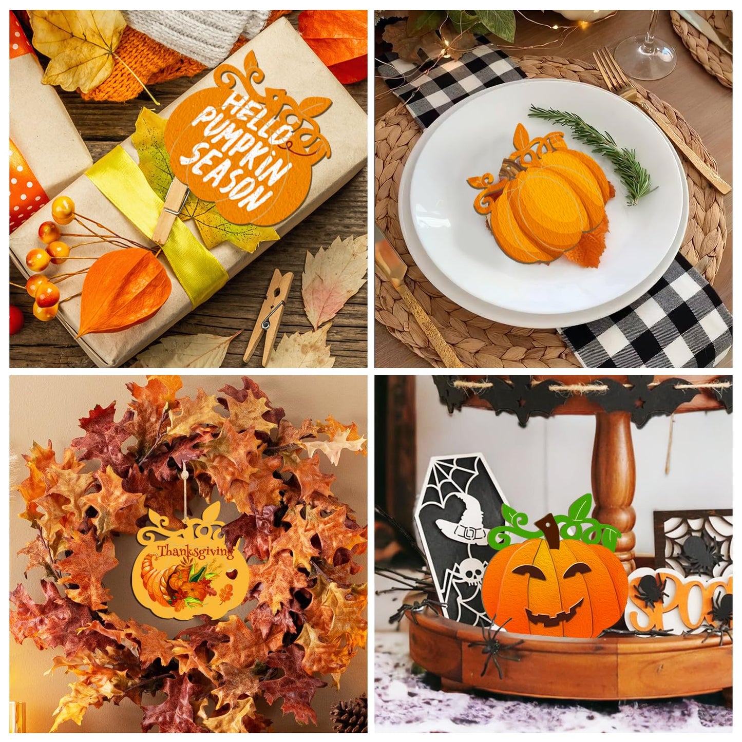 Wooden Pumpkins Ornaments to Paint Halloween Thanksgiving Decoration Cutouts Unfinished 24PCS 3.5 inches, DIY Blank Unfinished Pumpkin Wood Discs Ornament for Home Harvest Crafts Hanging Autumn