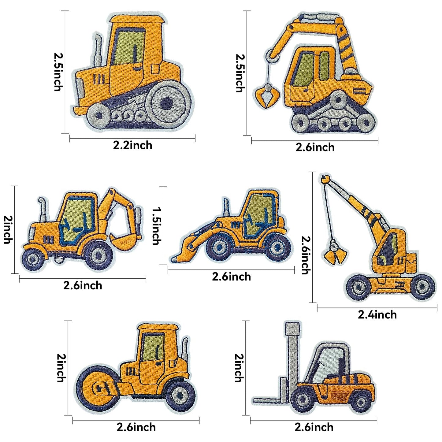 Construction Vehicles Patches, Embroidered Iron On/Sew On Excavators Patches, Boys Kids Applique Patches for Clothing, Jackets, Hats, Backpacks, Jeans