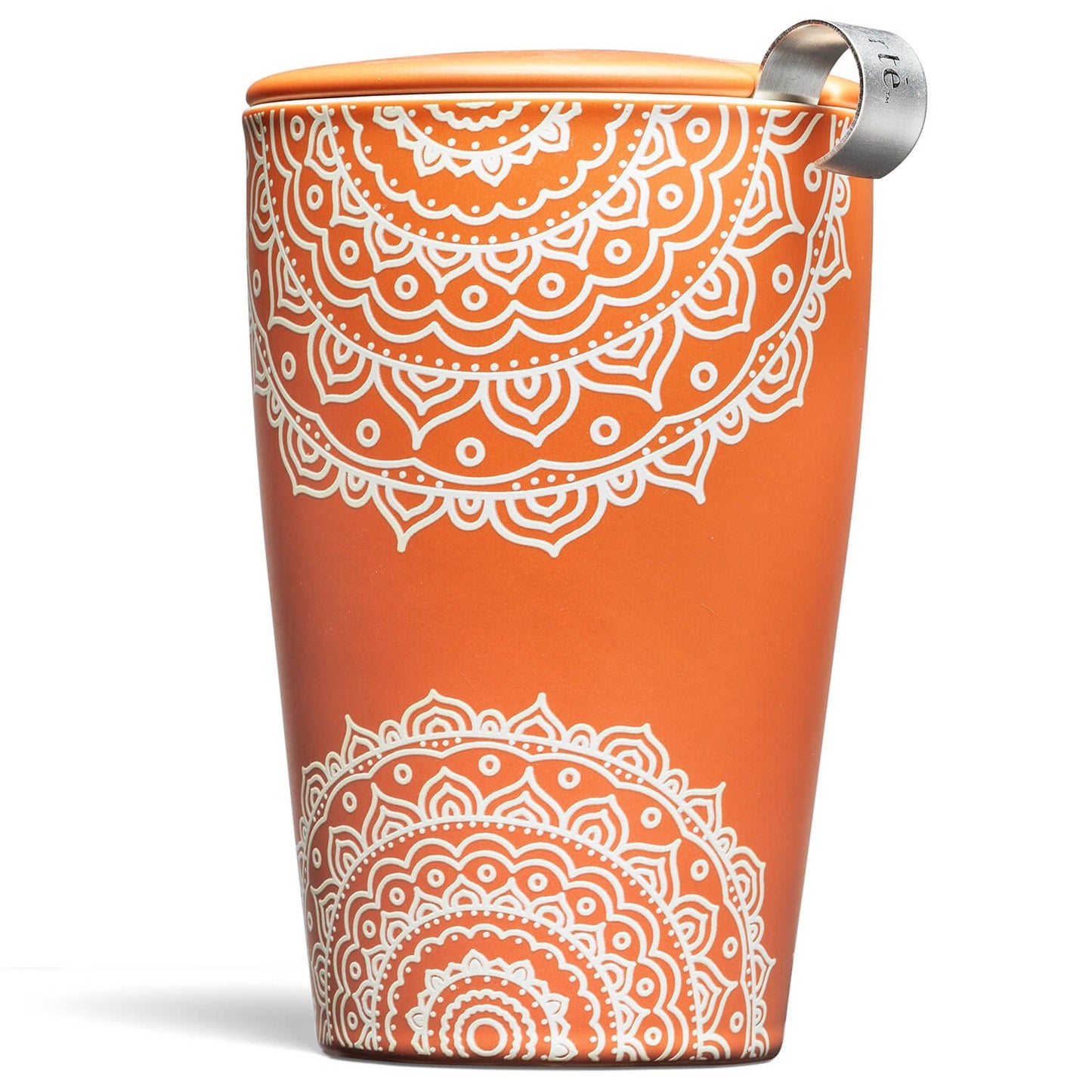 Tea Forte Double-Walled Ceramic Kati Cup, Removable Stainless Steel Infuser Basket and Lid, Steeps 12 oz Loose Leaf Tea, Dishwasher & Microwave Safe, Chakra