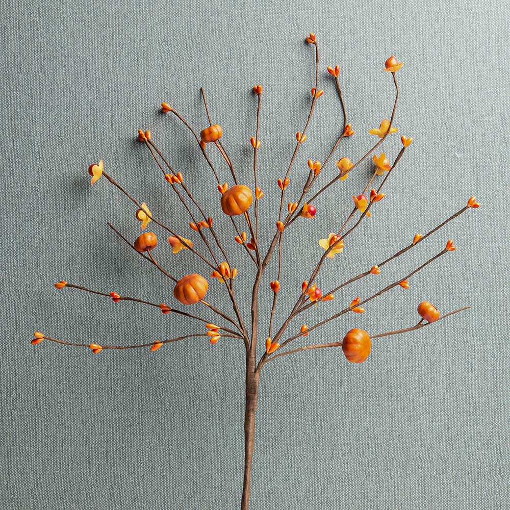 JINGHONG 6 Pack Fall Berry Stems 17" Tall Orange Pumpkin Picks Fall Branches for Vases Centerpieces Autumn Harvest Festival and Thanksgiving Day(Orange)
