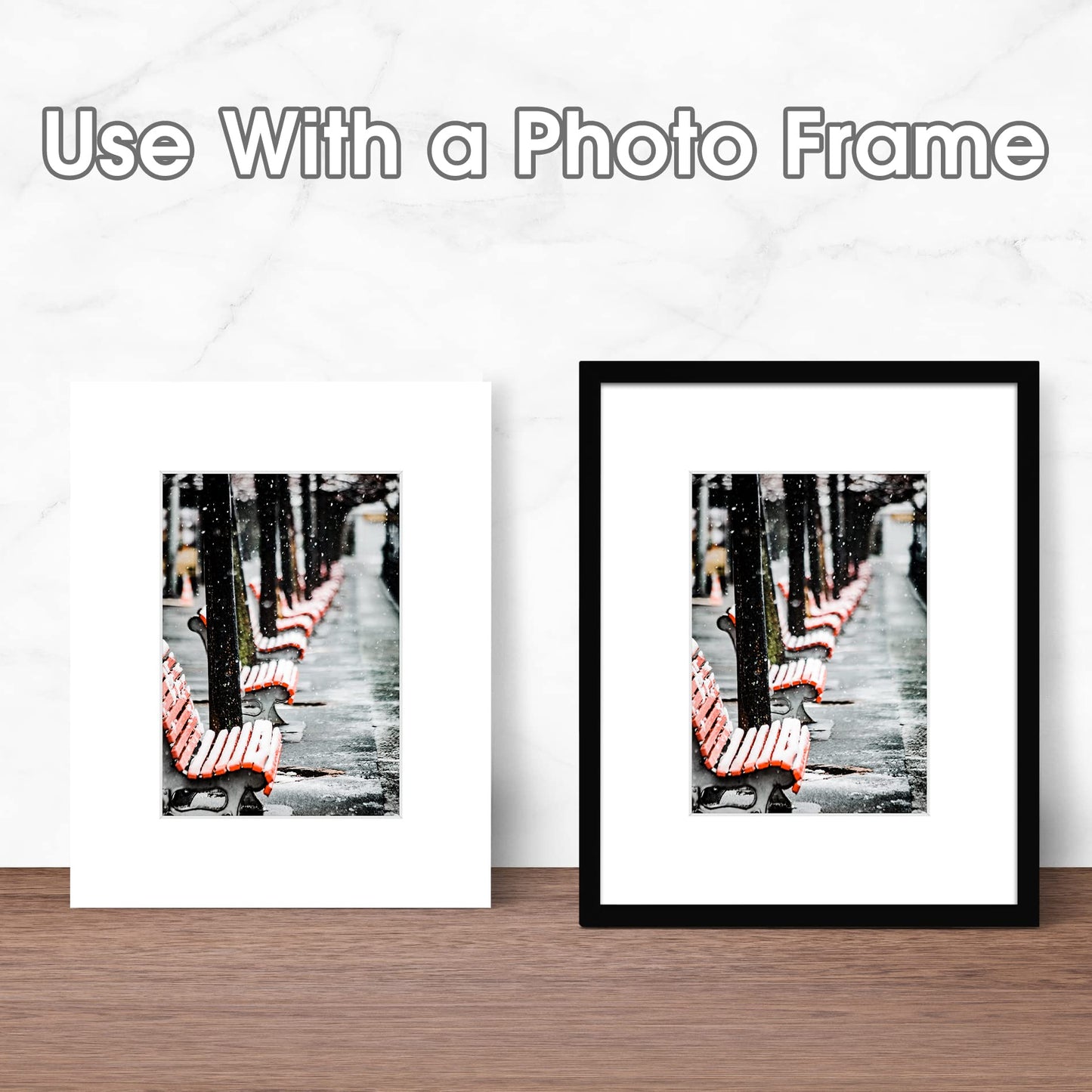 Golden State Art Pack of 50 8x10 White Picture Mats Mattes with White Core Bevel Cut for 5x7 Photo + Backing + Bags