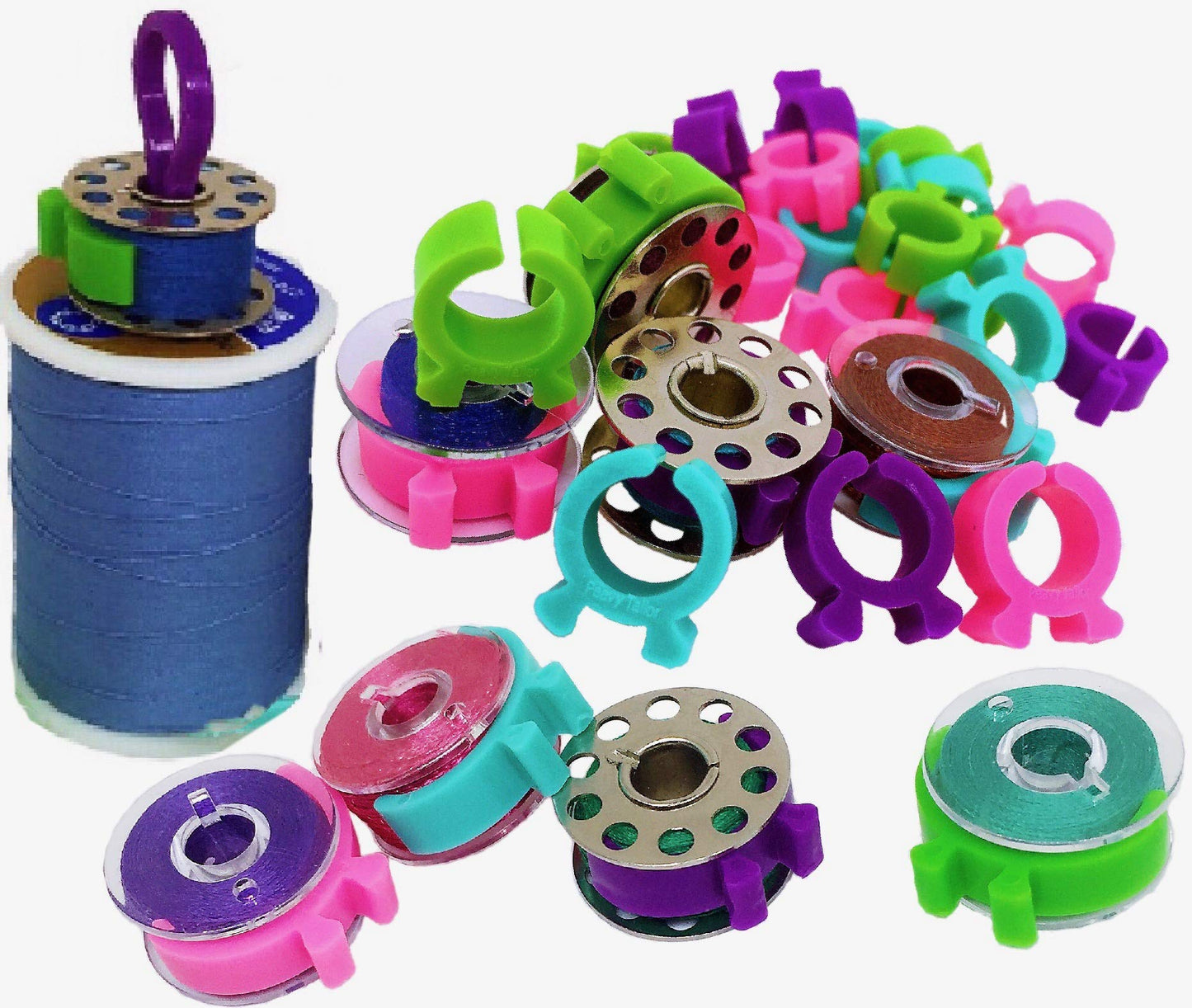 30 Piece Bobbin Holder Set for Sewing Machines - Bobbin Clamps for Organizing Threads and Avoiding Tangles