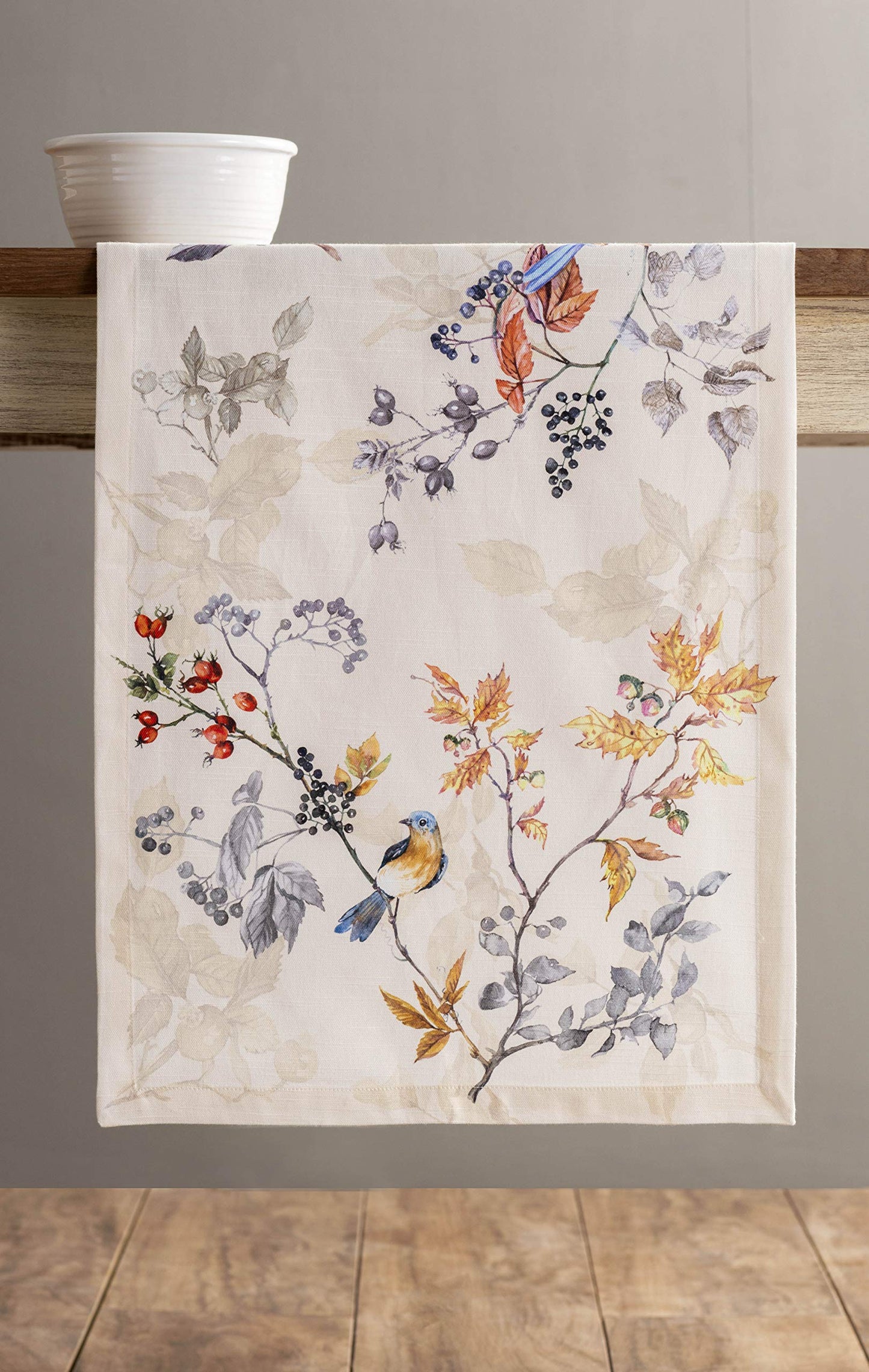 Table Runner 100% Cotton Single Layer Table Runners 108 inches Long for Thanksgiving Christmas Decorations Home Kitchen Dining Party Wedding (Equinoxe - Beige, 14.5" x 108")