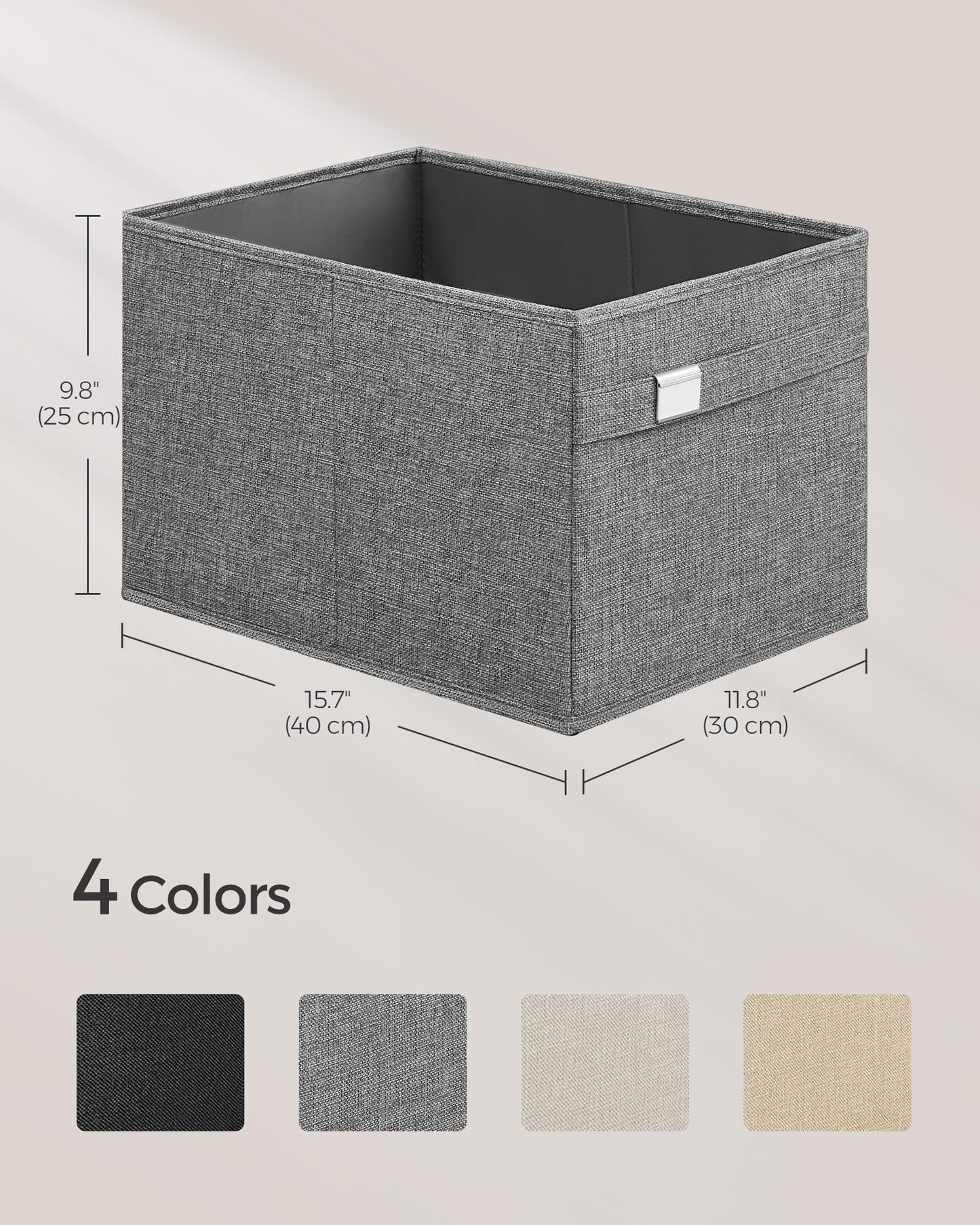 SONGMICS Storage Baskets, Set of 2 Extra Large Storage Bins for Organizing, 15.7 x 11.8 x 9.8 Inches, Fabric Storage Cubes for Shelves, Easy to Clean, Foldable, 2 Handles, Dove Gray UROB240G02