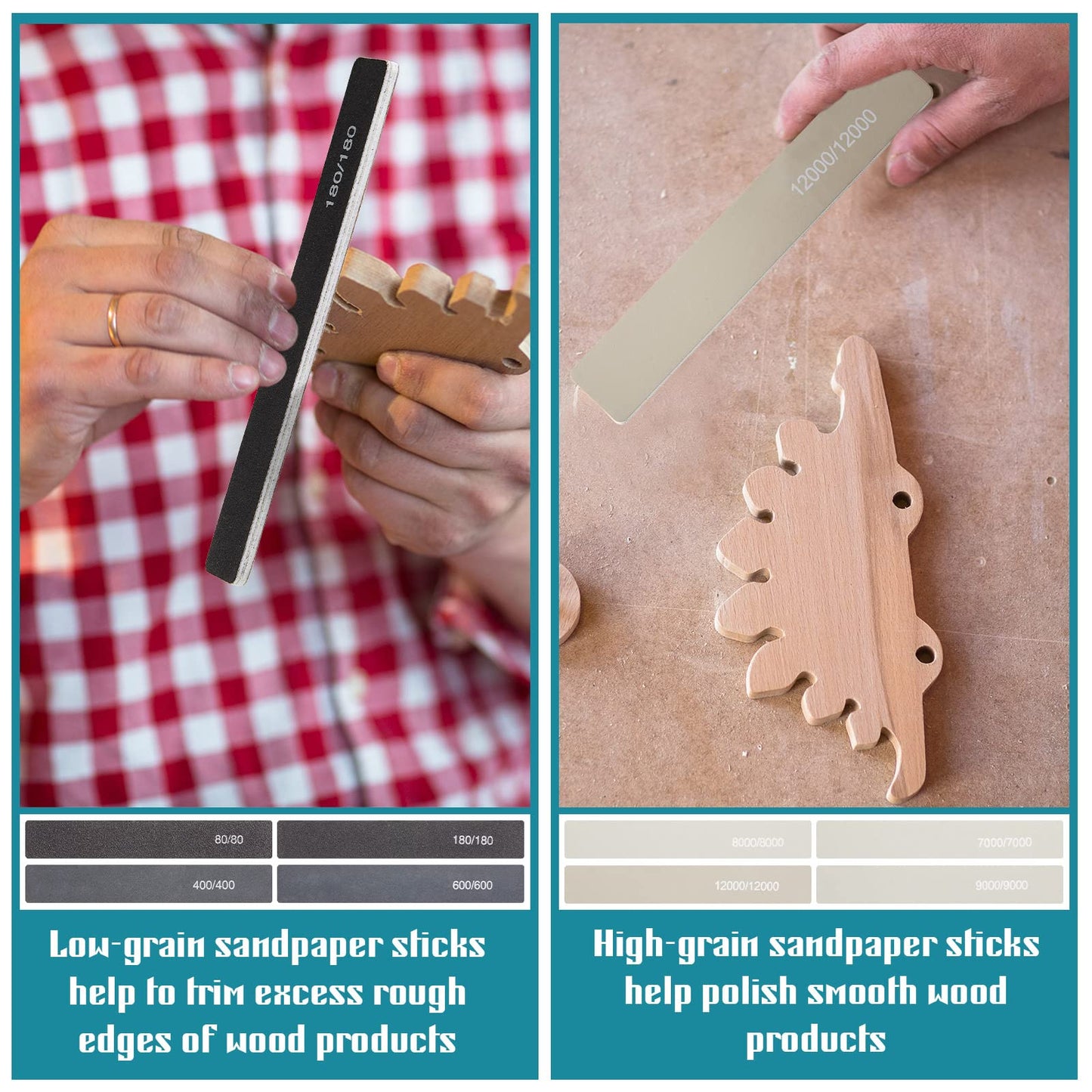 Honoson 20 Pcs Sanding Sticks for Plastic Models Polishing Sticks Assorted Metal and Wood Sanding Tools Accessory for Model Craft Amateur Beginner (Low Grits and High Grits,Classic Style)