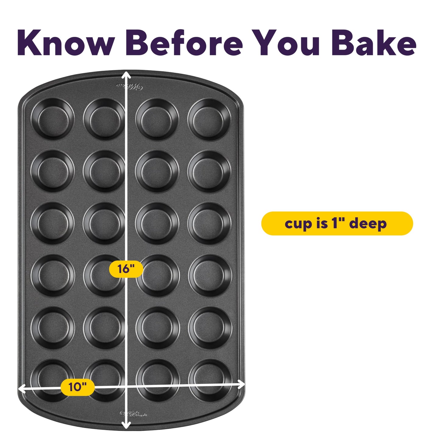 Wilton Gold Non-Stick Bakeware Mini Muffin Pan - Baking Pan for Mini Cupcakes & Muffins - Made Without PFAS - Even Heat Distribution & Scratch Resistant - 16 x 10 x 1 Inch, 24 Cups