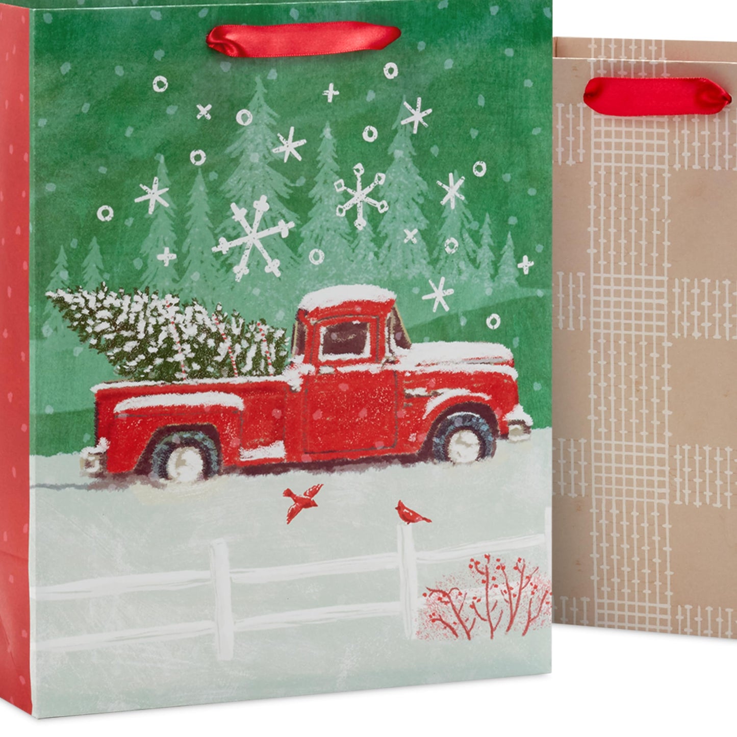 Rustic Bag Assortment (8 Bags: 4 Medium 9", 4 Large 13") Snowy Red Barn, Red Truck, Plaid, Painted Wood Sign