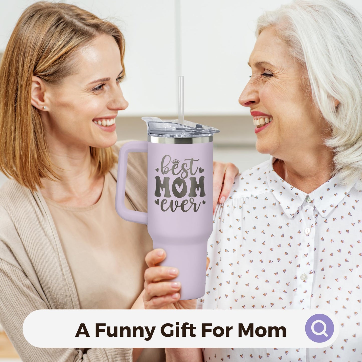 KatAndNat Gifts for Mom from Daughter, Son, Kids - Birthday, Valentines, Christmas, Mothers Day Gifts for Mom - Mama Mother Cup for Women - 40 Oz Purple Stainless Steel 2-sided Tumbler with Lid