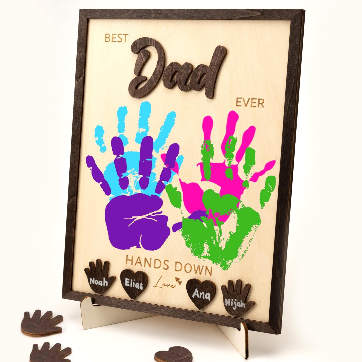 RUSATEN 10" Gifts for Dad from Kids Custom fathers day Best Dad Ever gifts Hands down sign - Personalized Fathers Day Dads Gift from kids daughter son, First fathers day Daddy gift for new dad / Birthday