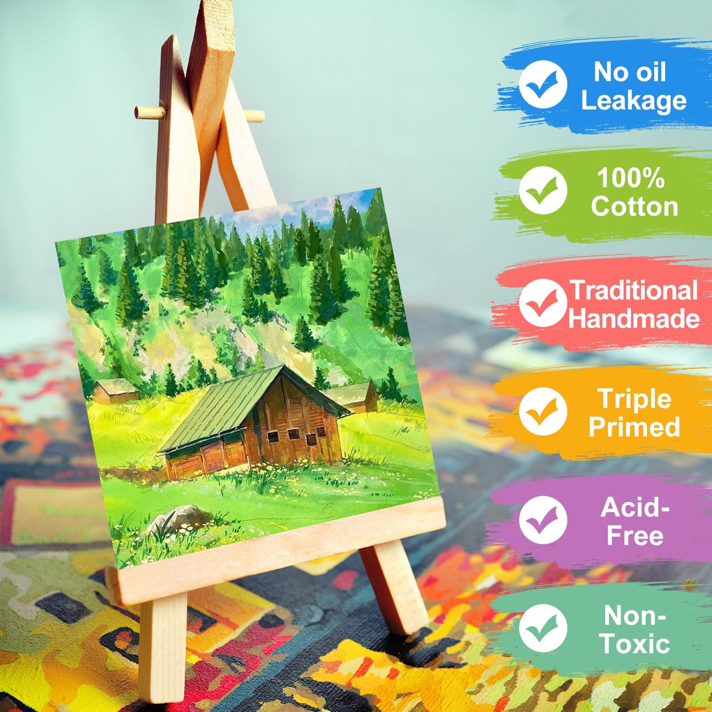 Canvas Boards for Painting, 16 Pack Canvases for Painting 5x5 100% Cotton Small Paint Canvas Primed Acid Free Mini Blank Canvas Panels for Oil Paint,Watercolor,Acrylic Paint,Gouache&Tempera.