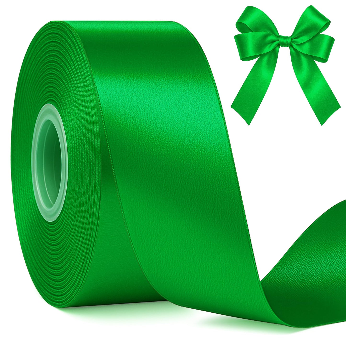 1 1/2 Inch Green Ribbon, 30 Yards Green Ribbon for Gift Wrapping for St. Patrick's Day Party Favors, Polyester Christmas Ribbon for Christmas Decorations Wrapping Bouquet Floral Arrangements
