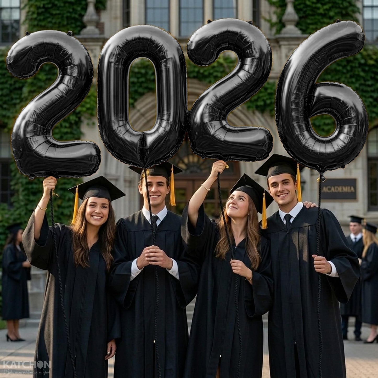 Graduation Decorations 2026 | Black 2026 Balloons Set, Giant 40 Inch - Pack of 34 | Orange and Black Graduation Balloons 2026 | Grad Decorations 2026 Kit, Graduation Decorations Class of 2026, KatchOn