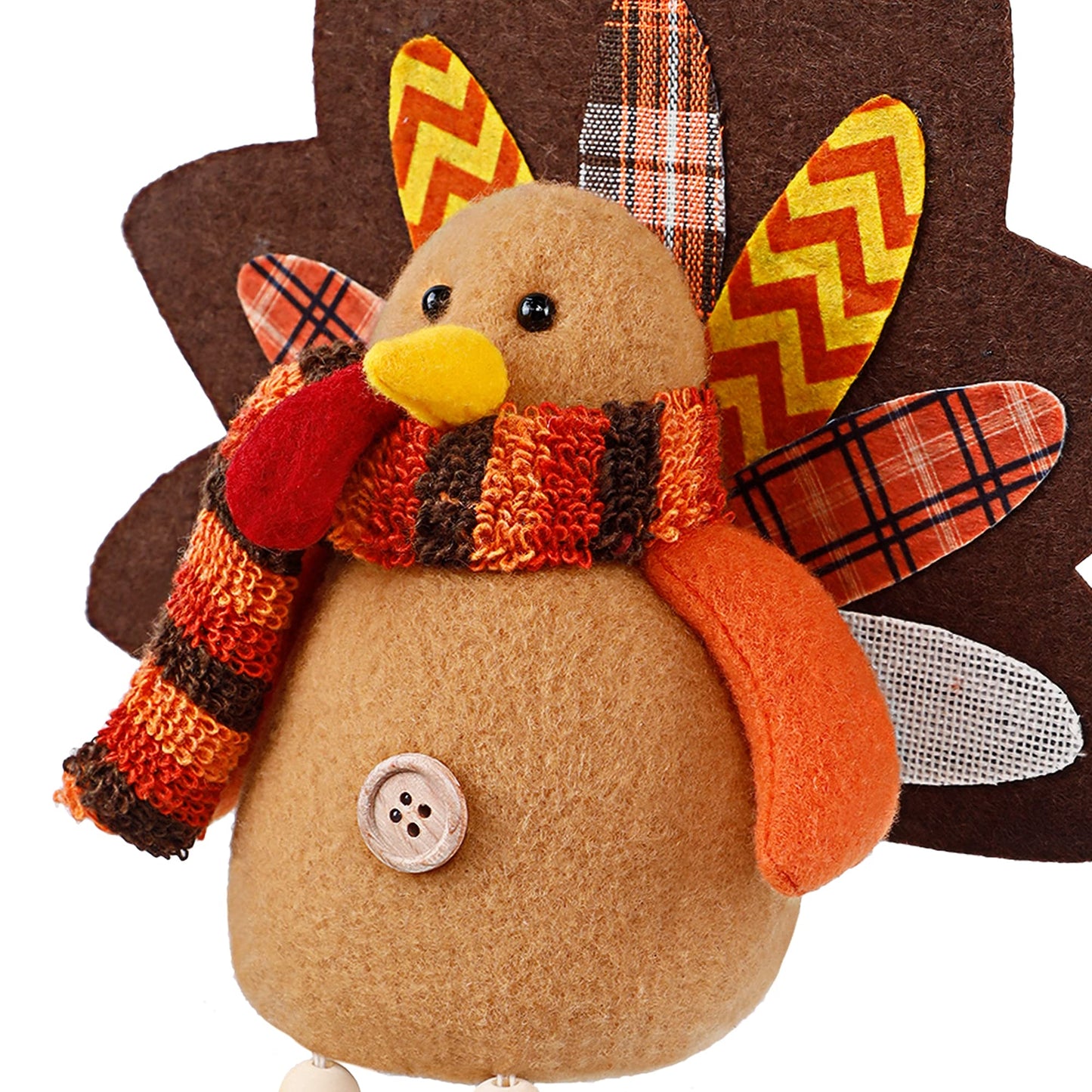 Biswing Thanksgiving Decoration Tabletop Standing Turkey Couple with Dangling Legs, 2 Pack Plush Stuffed Turkeys Shelf Sitters Figurine Gift for Autumn Fall Harvest Halloween Home Table Decorations
