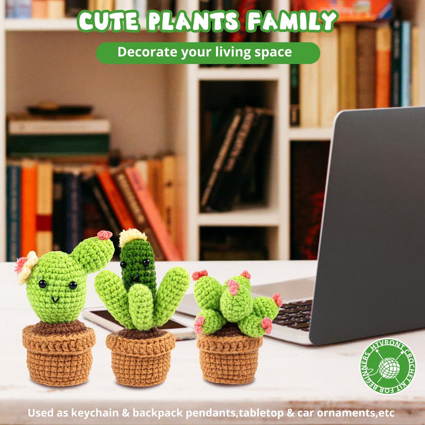 Crochet Kit for Beginners - Complete Crochet Kits with Stitch by Stitch Video Tutorial, Beginner Crochet Kit for Adults Kids Gift - Starter Easy Learn to Crochet Succulent Plants Family