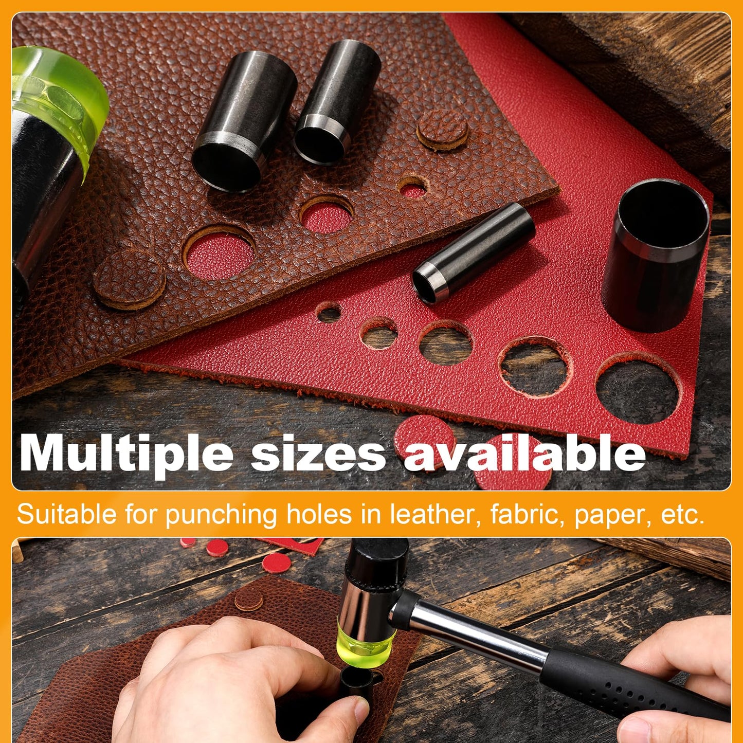 Veroave 5 Sizes Leather Hole Punch, Hollow Punch Cutter Tool Set with Storage Case, Leather Craft Tools Kit for Handmade DIY Craft Hole Punch