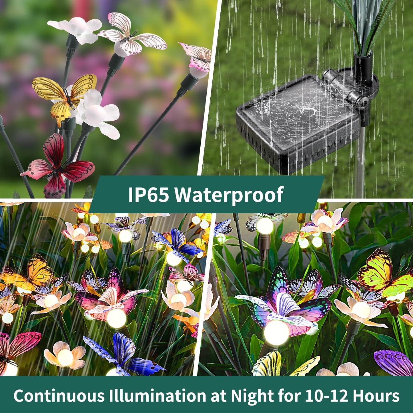 FENSAN Solar Garden Lights, Solar Lights Outdoor Garden, Garden Lights Solar Powered, Decor for Garden, Yard, Patio, Pathway, IP65 Waterproof, Solar Butterfly Lights Outdoor (2 Pack)