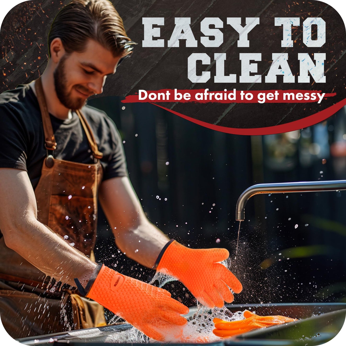 Silicone Smoker Oven Gloves -Extreme Heat Resistant BBQ Gloves -Handle Hot Food Right on Your Smoker Grill Fryer & Pit | Waterproof Oven Mitts |Superior Value Set+3 Bonuses