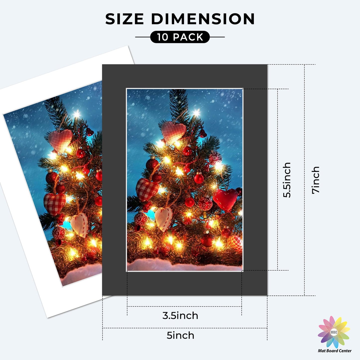 10 Pack Pre-Cut 5x7 Picture Mats for 4x6 Photos/Prints - Acid Free, Bevel Cut, White Core, 4-Ply Thickness (White & Black)